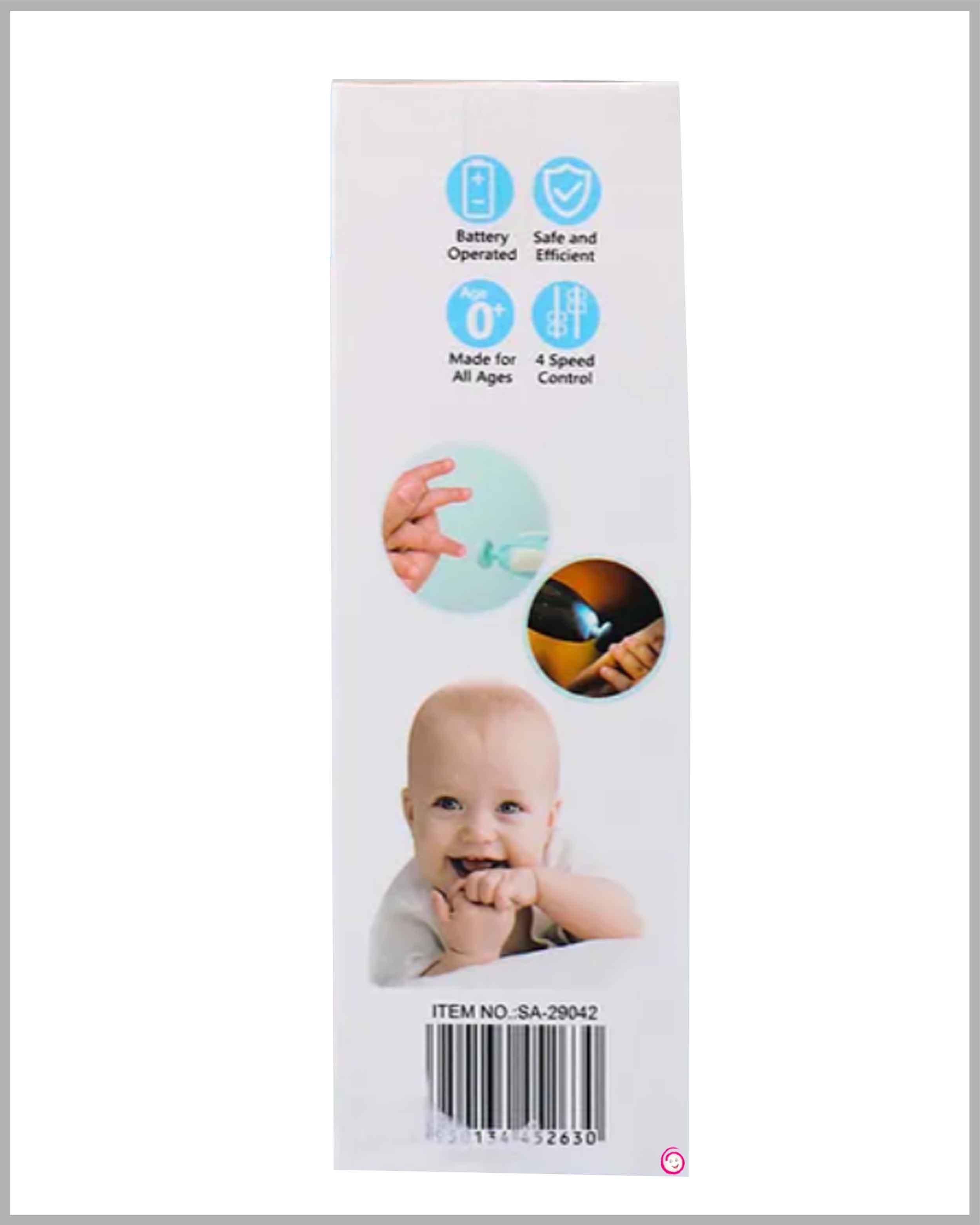 Baby Electric Nail Trimmer with 6 attachment and Led Light - Blue