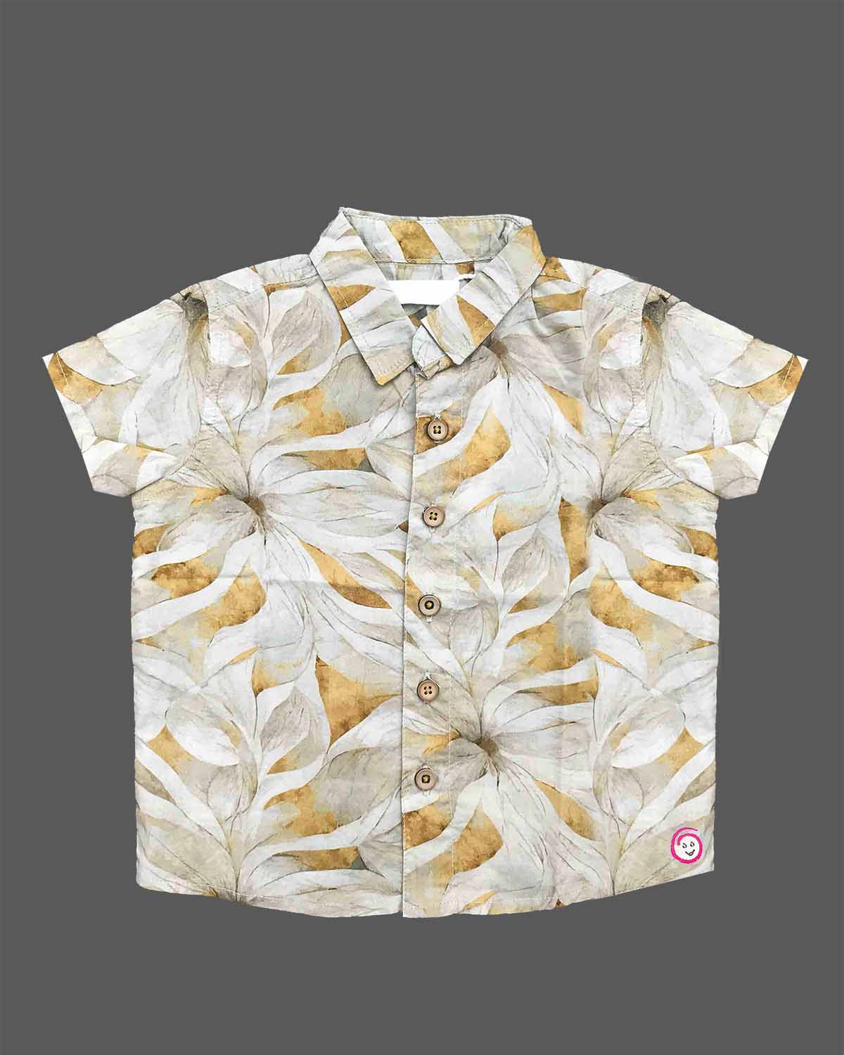 Toddler printed cotton short sleeve shirt with button down front for casual summer outings