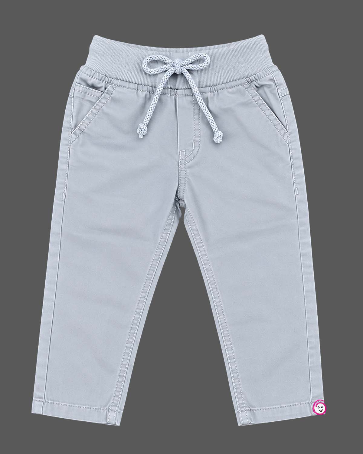 Toddler drawstring twill pant featuring an elastic waistband for kids styling.
