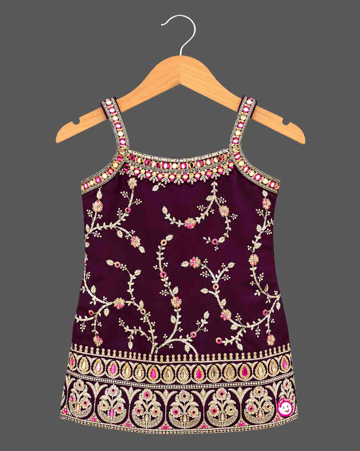 Girls ethnic embroidered sharara set with sleeveless kurti and dupatta for festive occasions