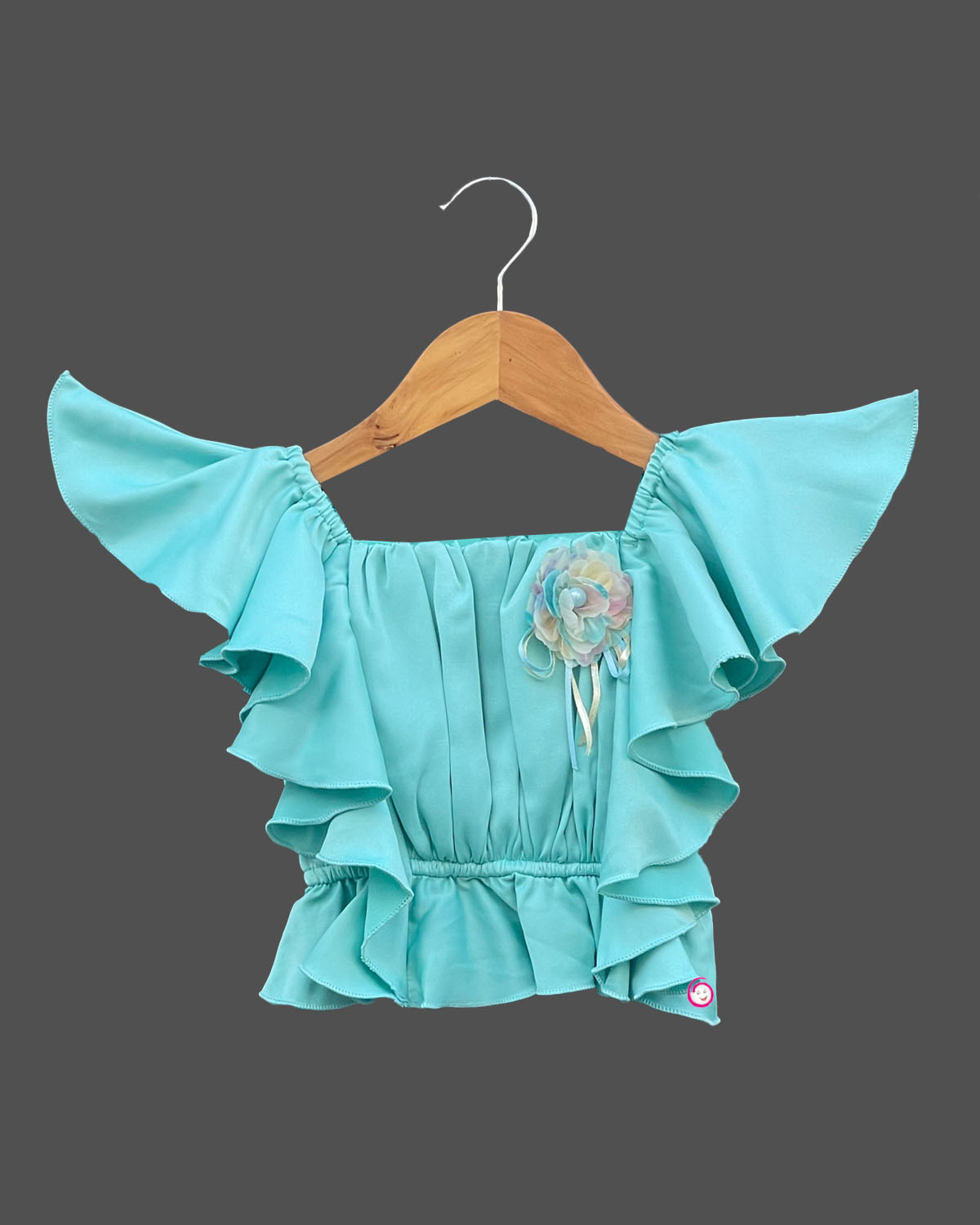 Girls western skirt & top with frill sleeve - Sea Green
