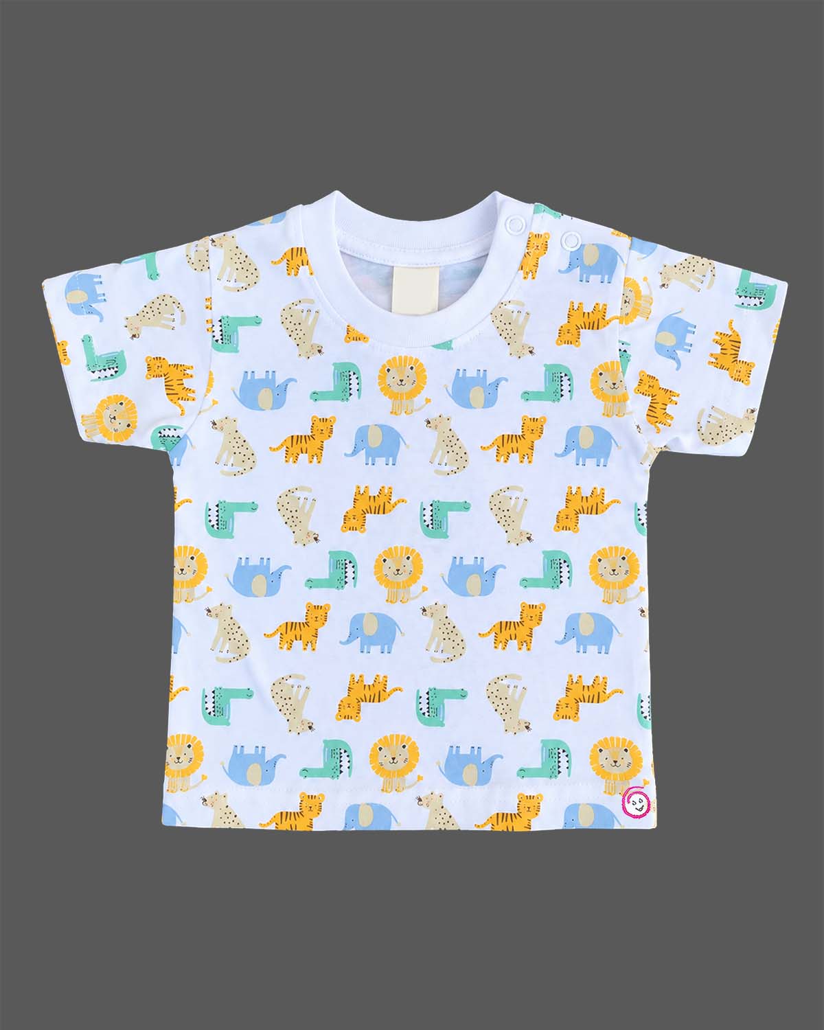 Baby clothes animal print t-shirt and yellow embroidered short dungaree set