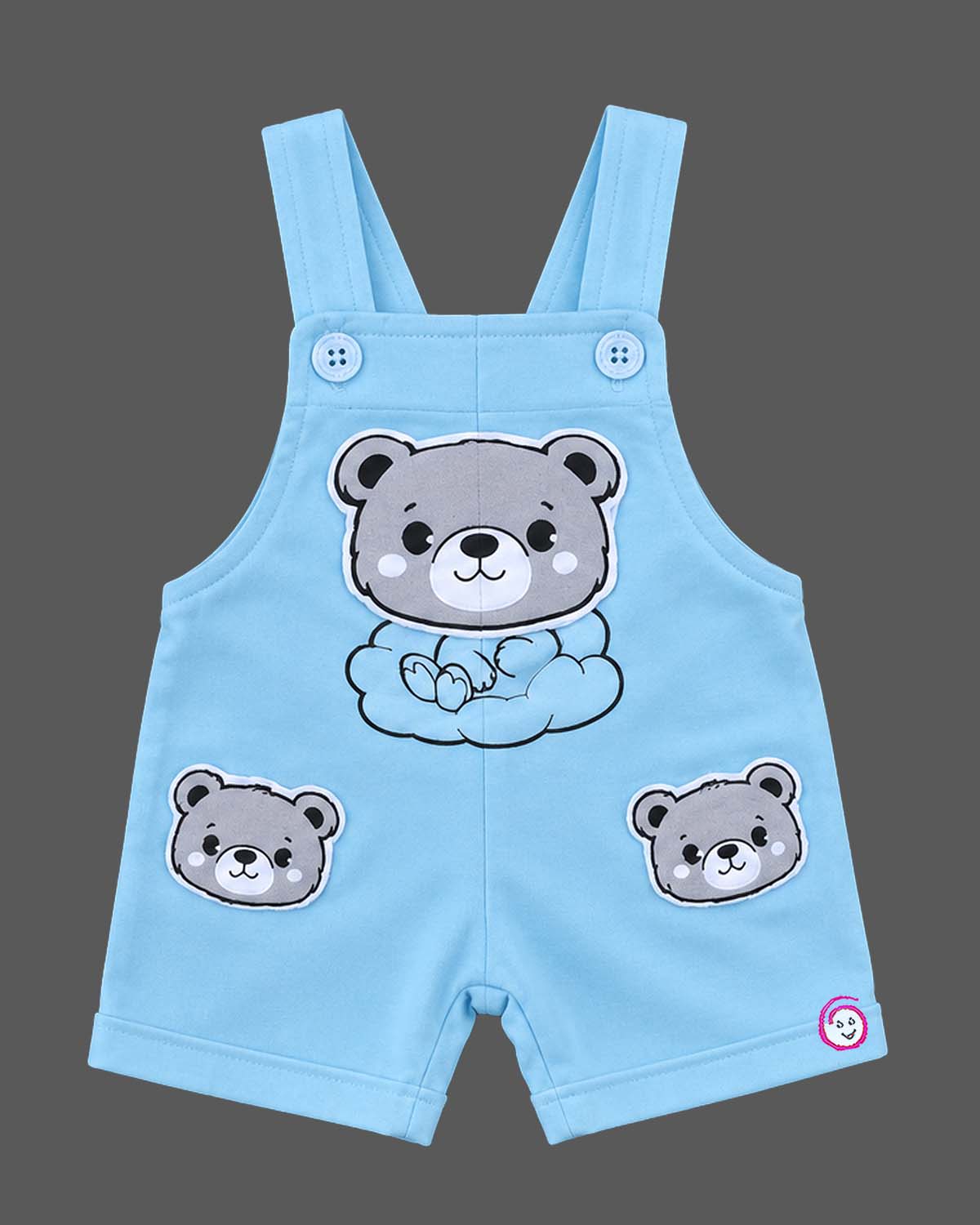 Newborn ethnic wear cotton t-shirt and overalls set with bear appliques