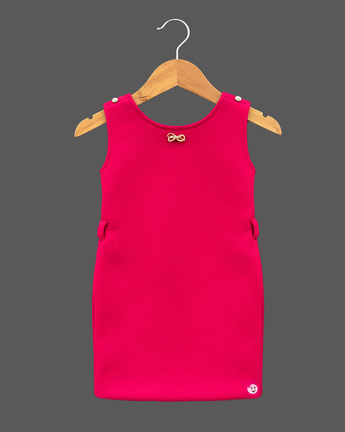 Baby party wear dress featuring a sleeveless midi inner and an open-front embroidered jacket.