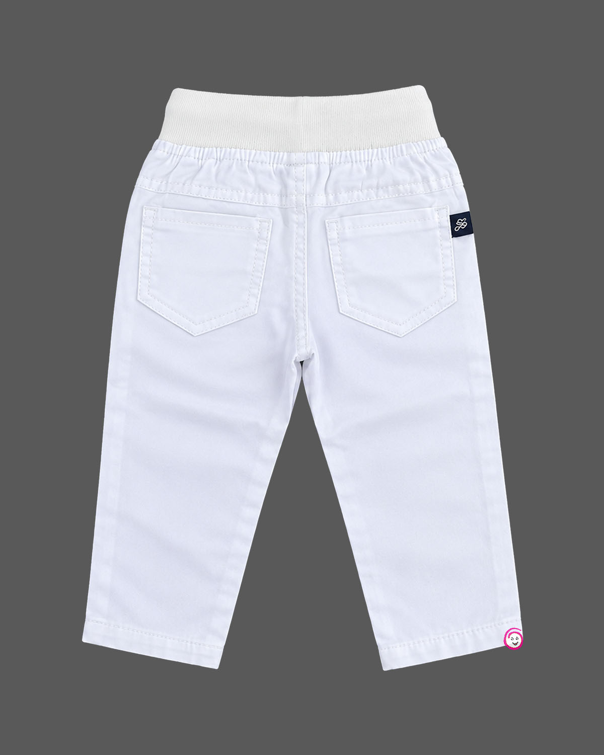 Toddler drawstring chino pant featuring a ribbed elastic waistband for boys styling.