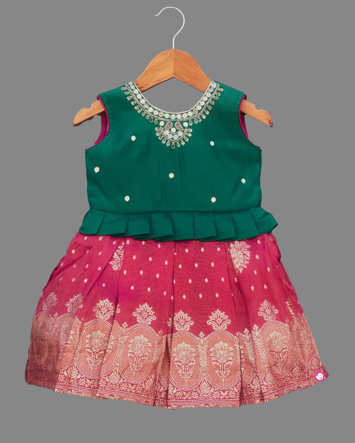 Girls embroidered traditional frock - Ramar Blue