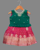 Girls embroidered traditional frock - Ramar Blue