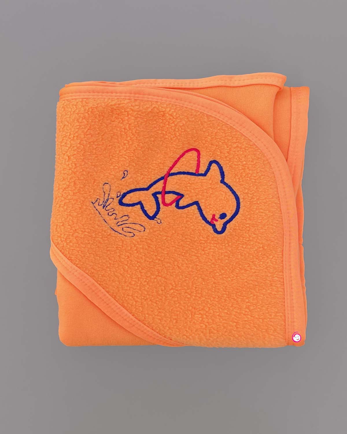 Quick Dry Dolphin Printed Hooded Towel - Orange
