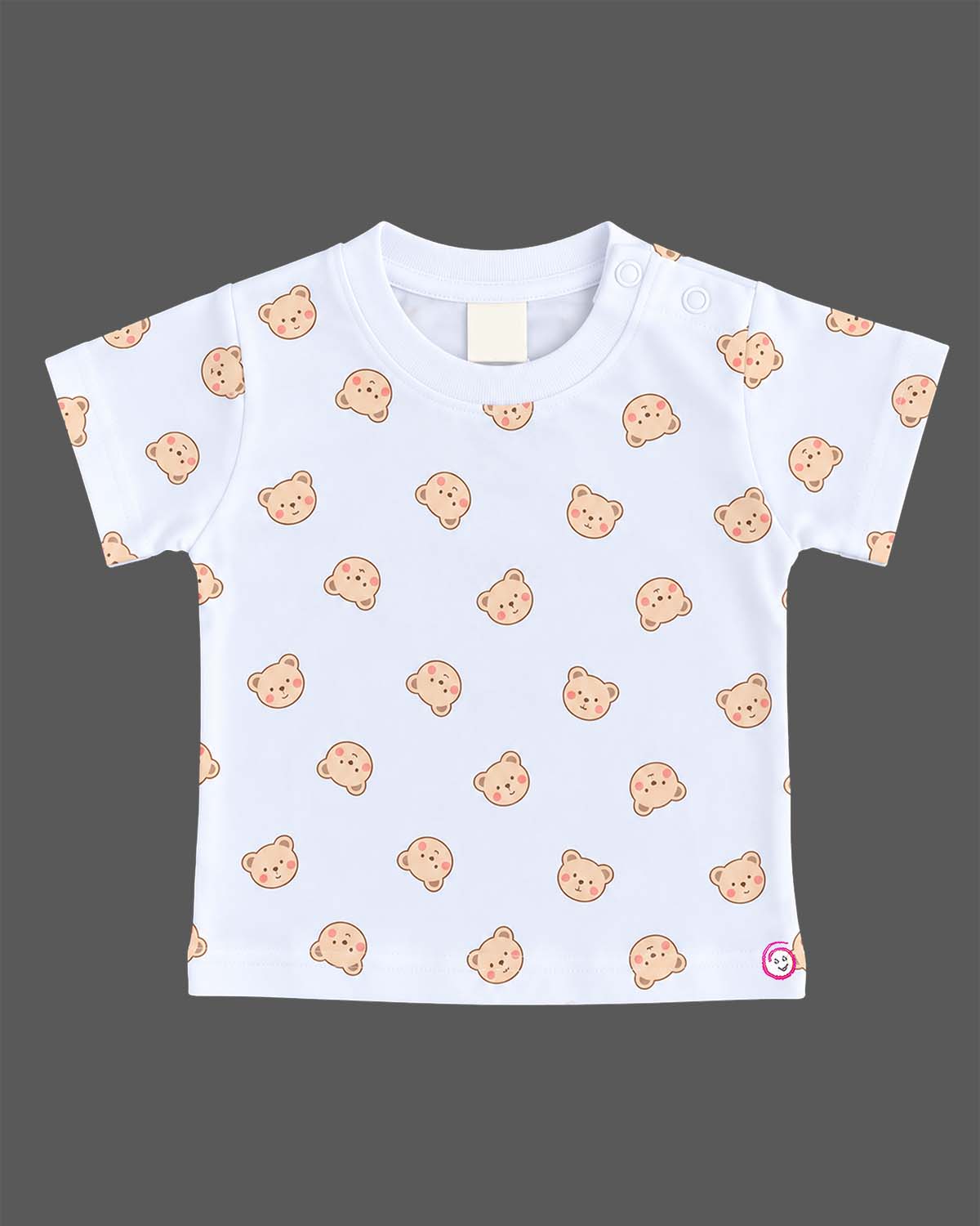 Baby boy pink dungaree shorts with printed teddy bear t-shirt set