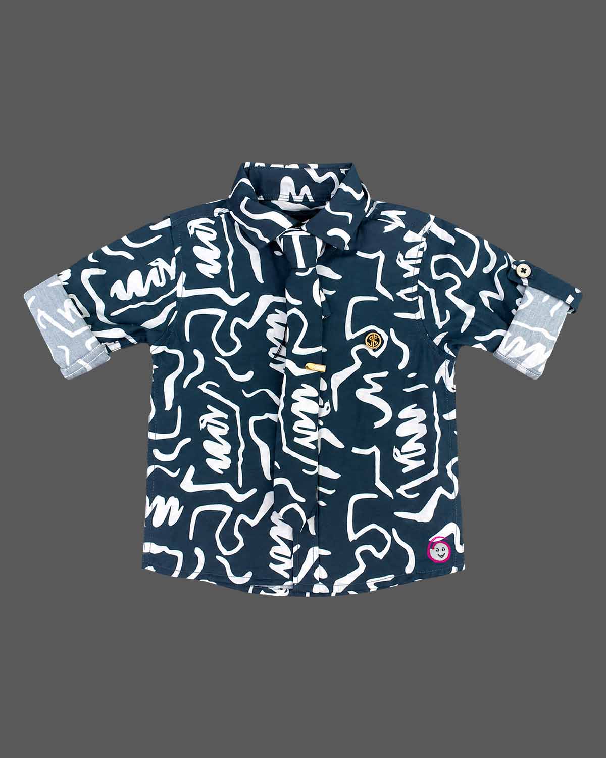 Boys abstract printed collared shirt and elasticated trousers set party wear for boys