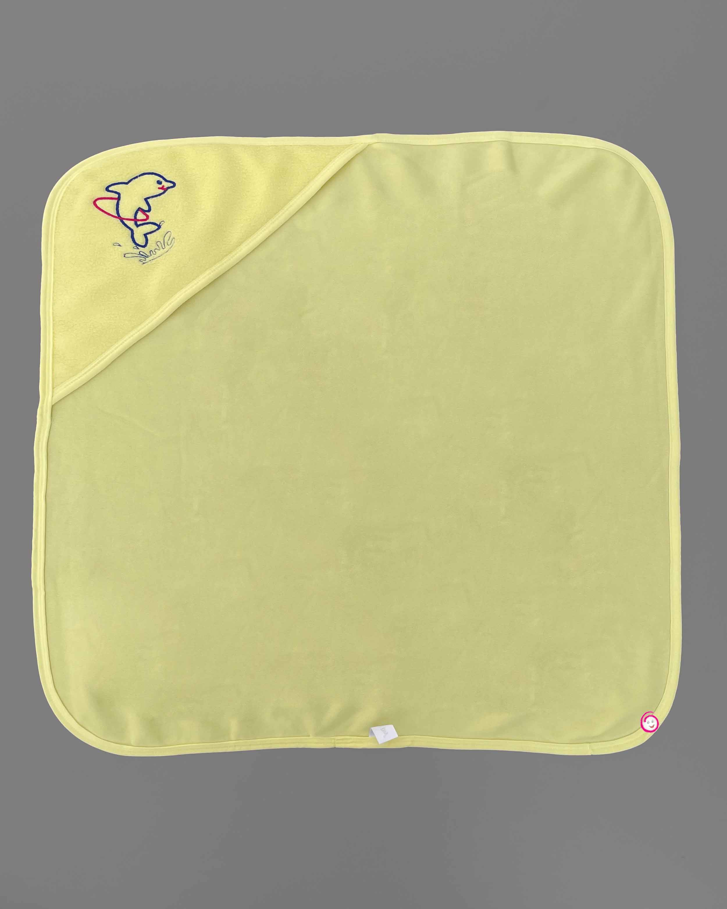 Kids Dolphin Printed Hooded Towel - Light Yellow