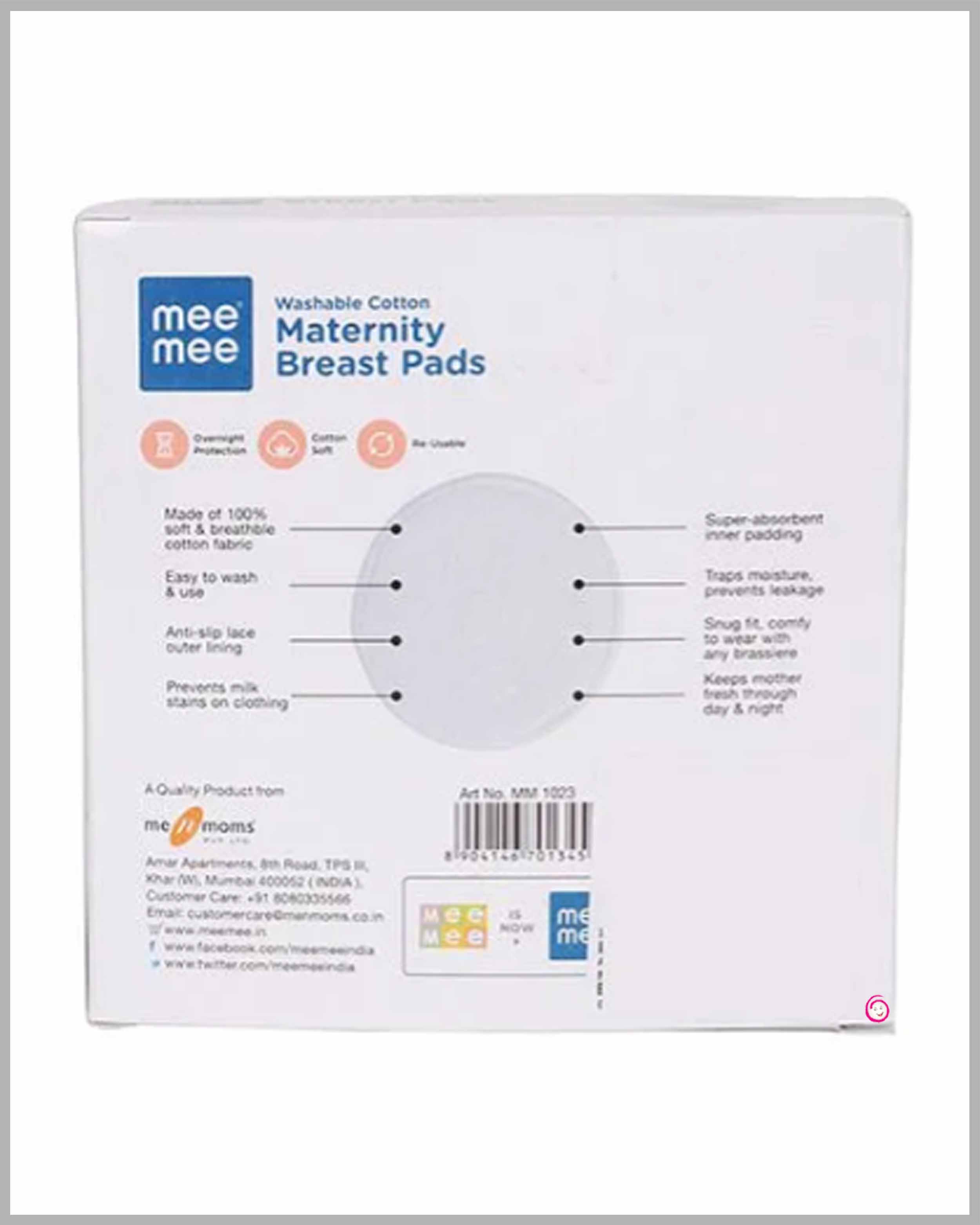 Mee Mee Washable Cotton Maternity Breast Pads - 6 Pieces