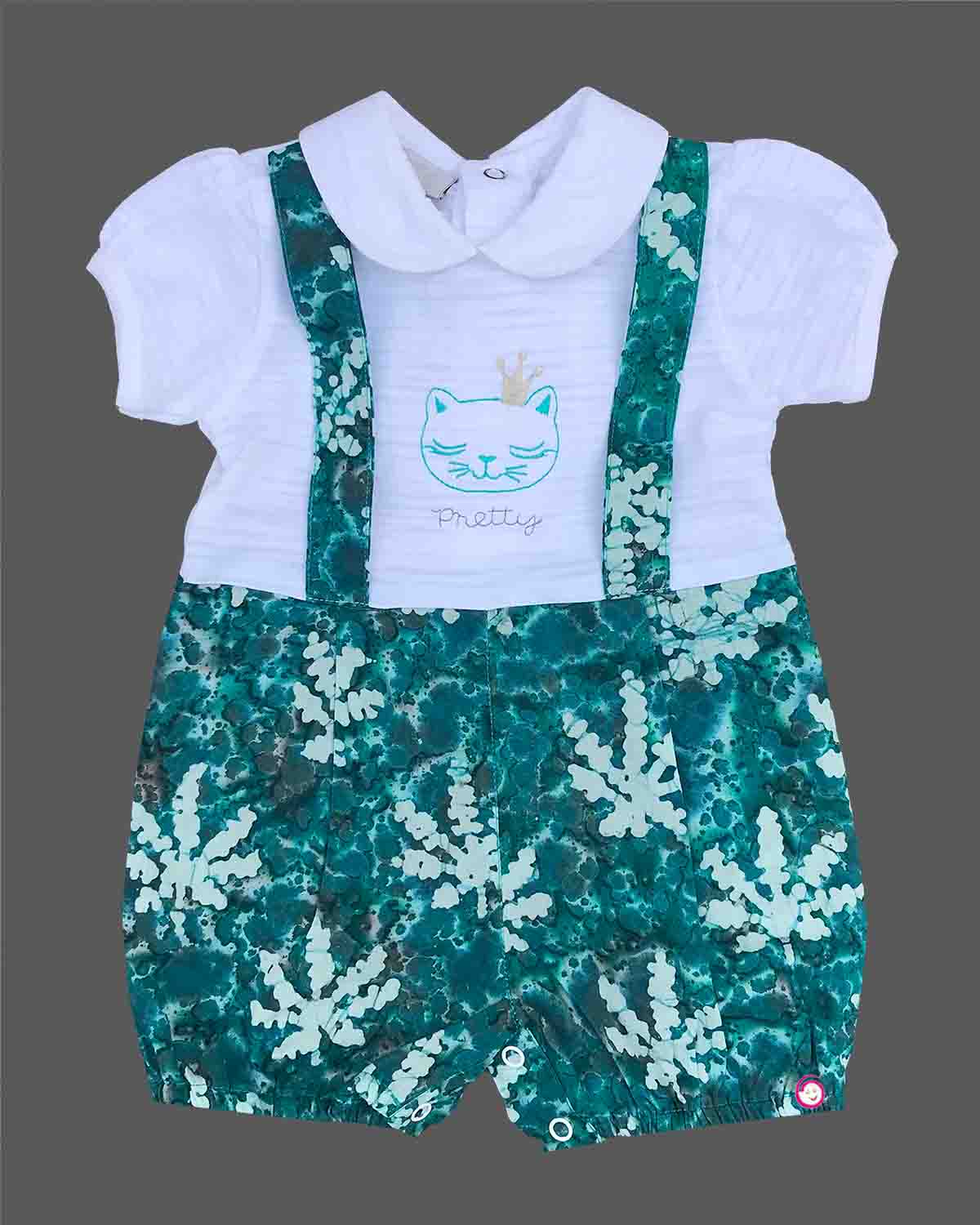 Boys leaf printed with half romper - Ramar Blue