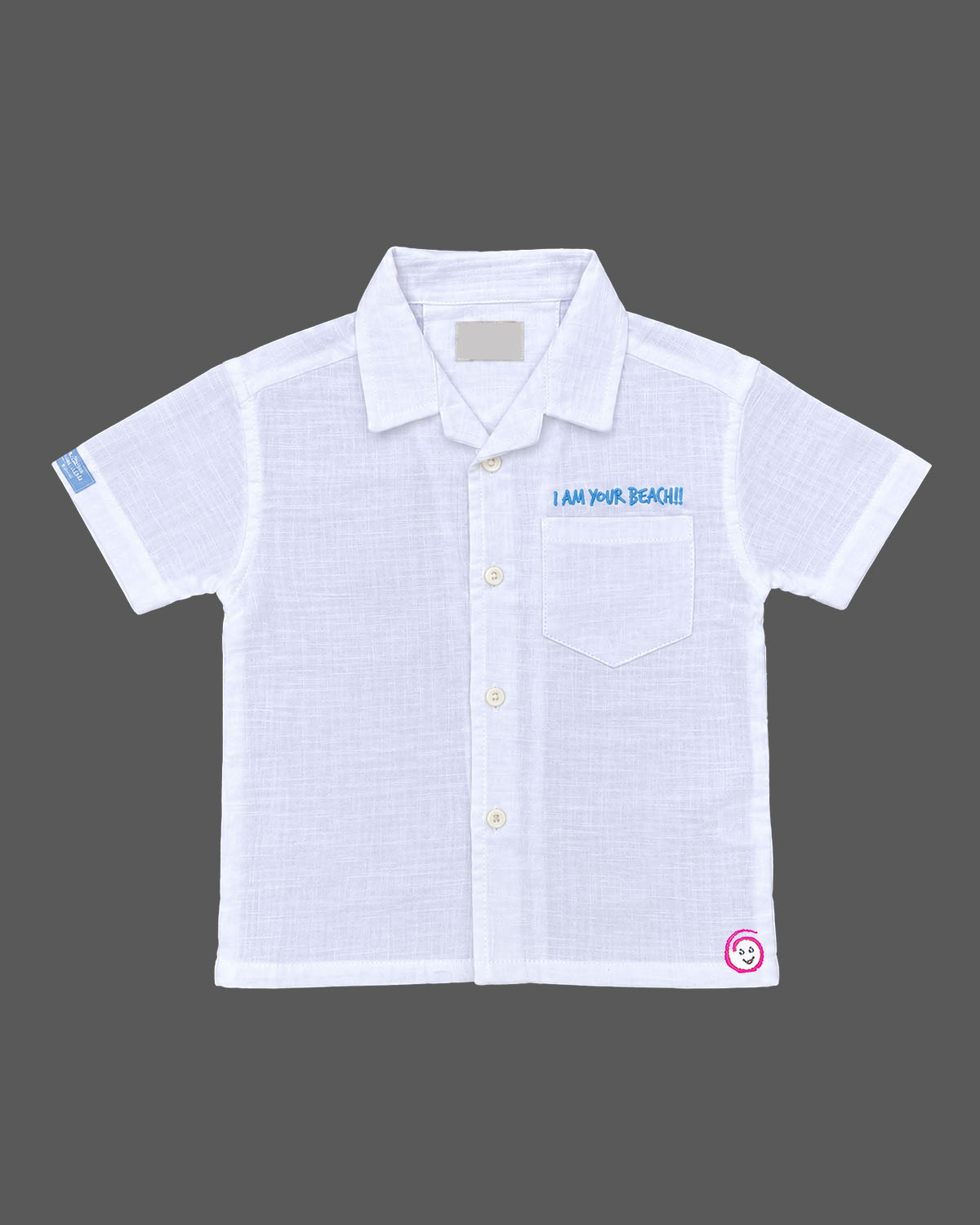 Button down shirt and shorts set styled as western dress for boys with chest embroidery.