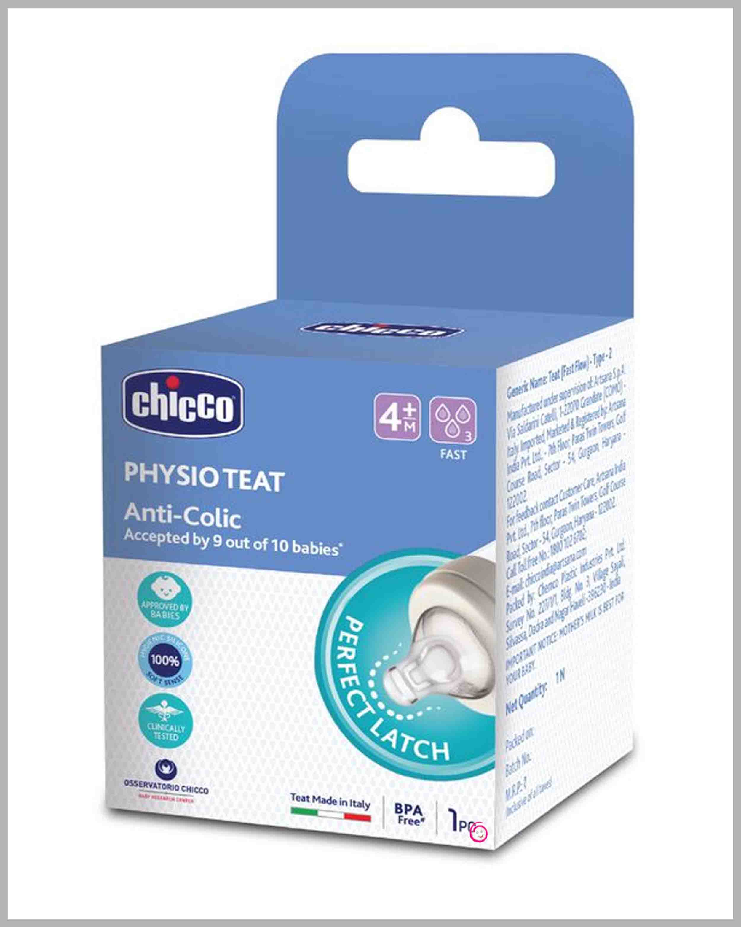 Chicco anti-colic Teat Perfect Fast Flow -4M+