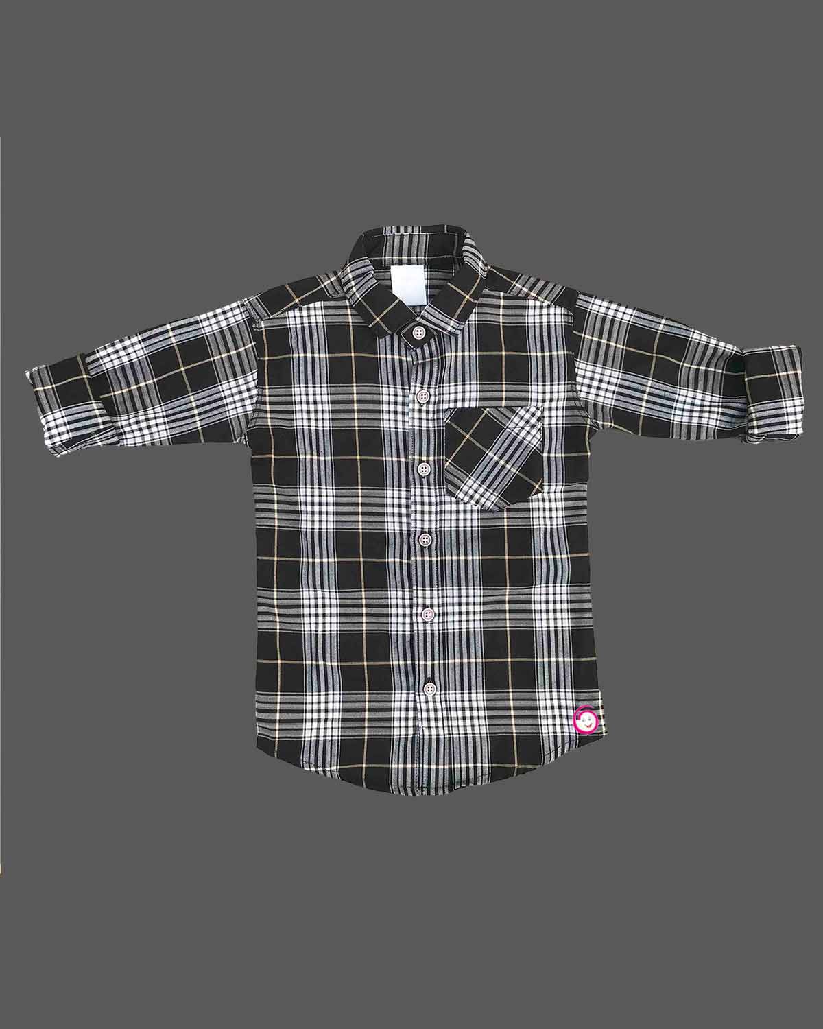 Boys checked full sleeve shirt - Black