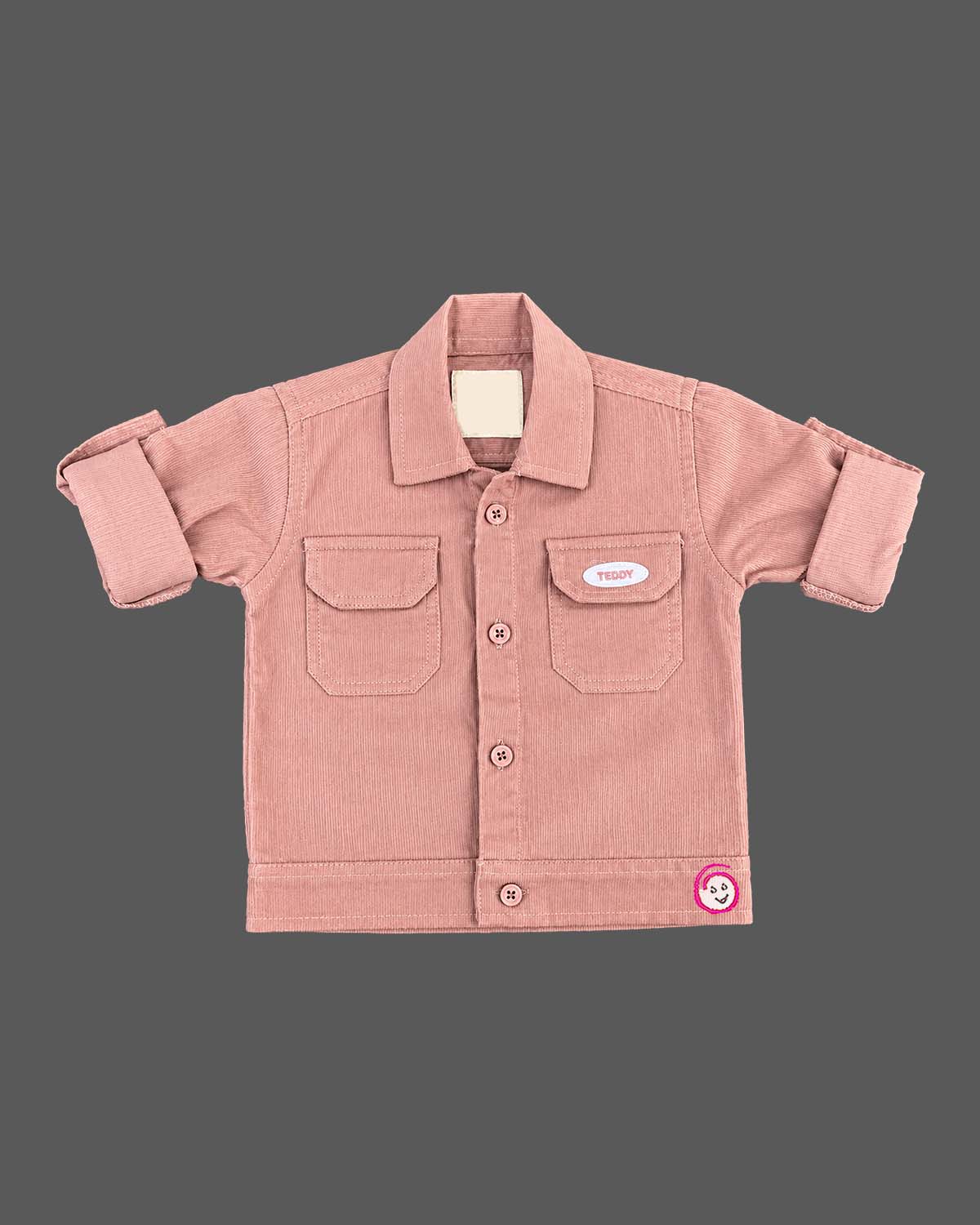 Shirt and pant set for boys featuring a button-down collar and cargo pockets