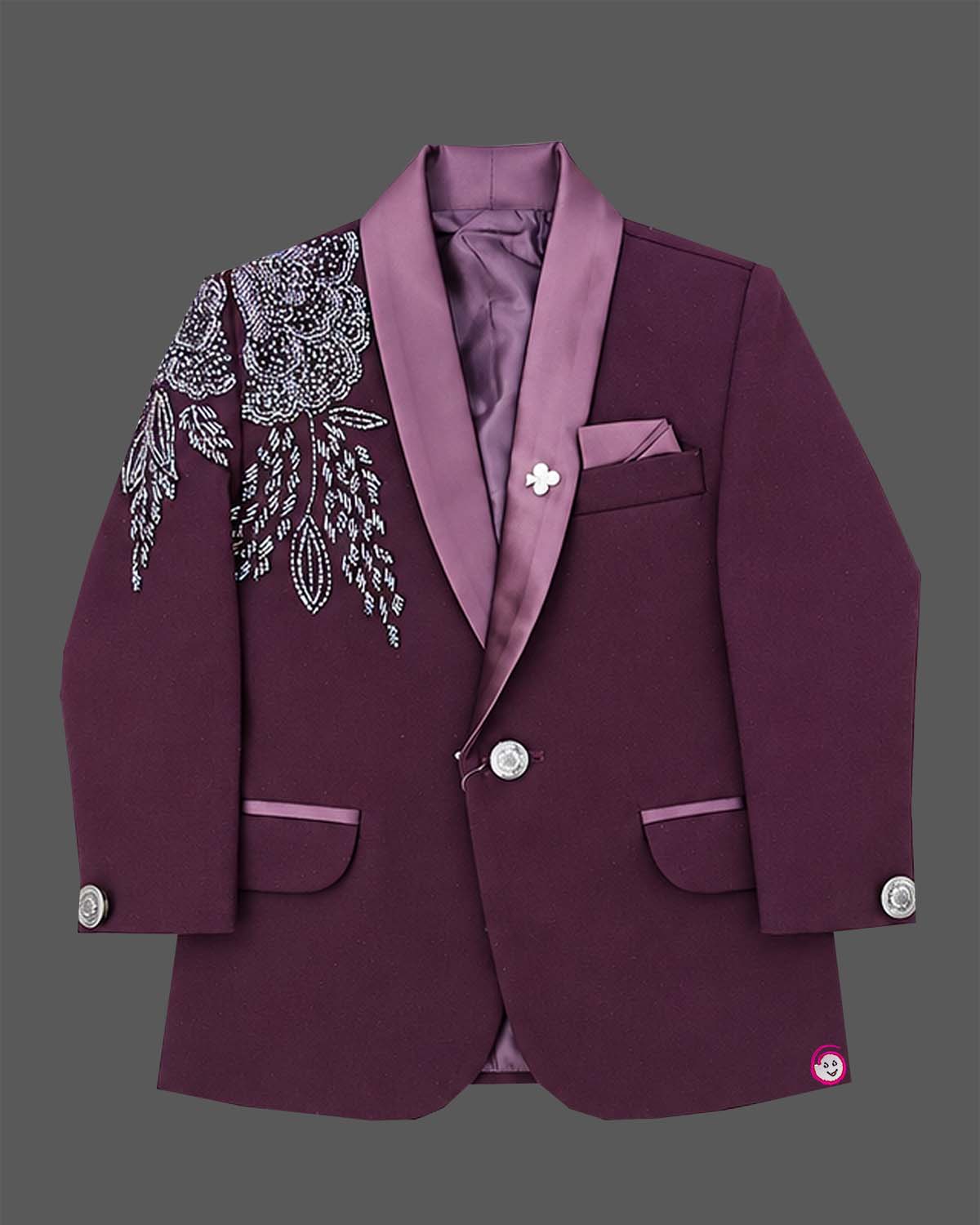 Little Gentleman Embroidered Tuxedo Suit for Wedding and Reception