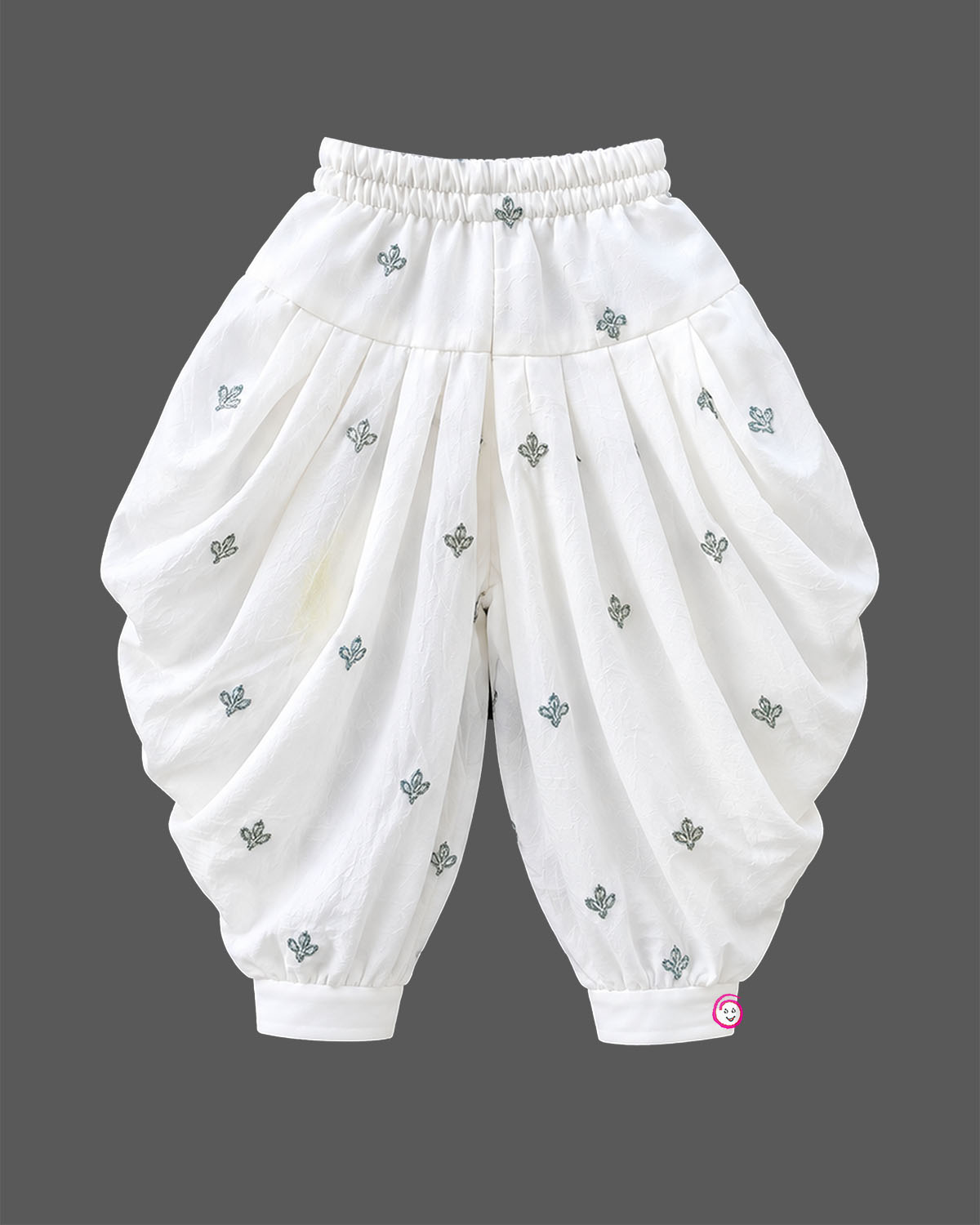 Baby Girl Silk Blend Kurti Dhoti Set with Detailed Thread Embroidery and Mirror Work