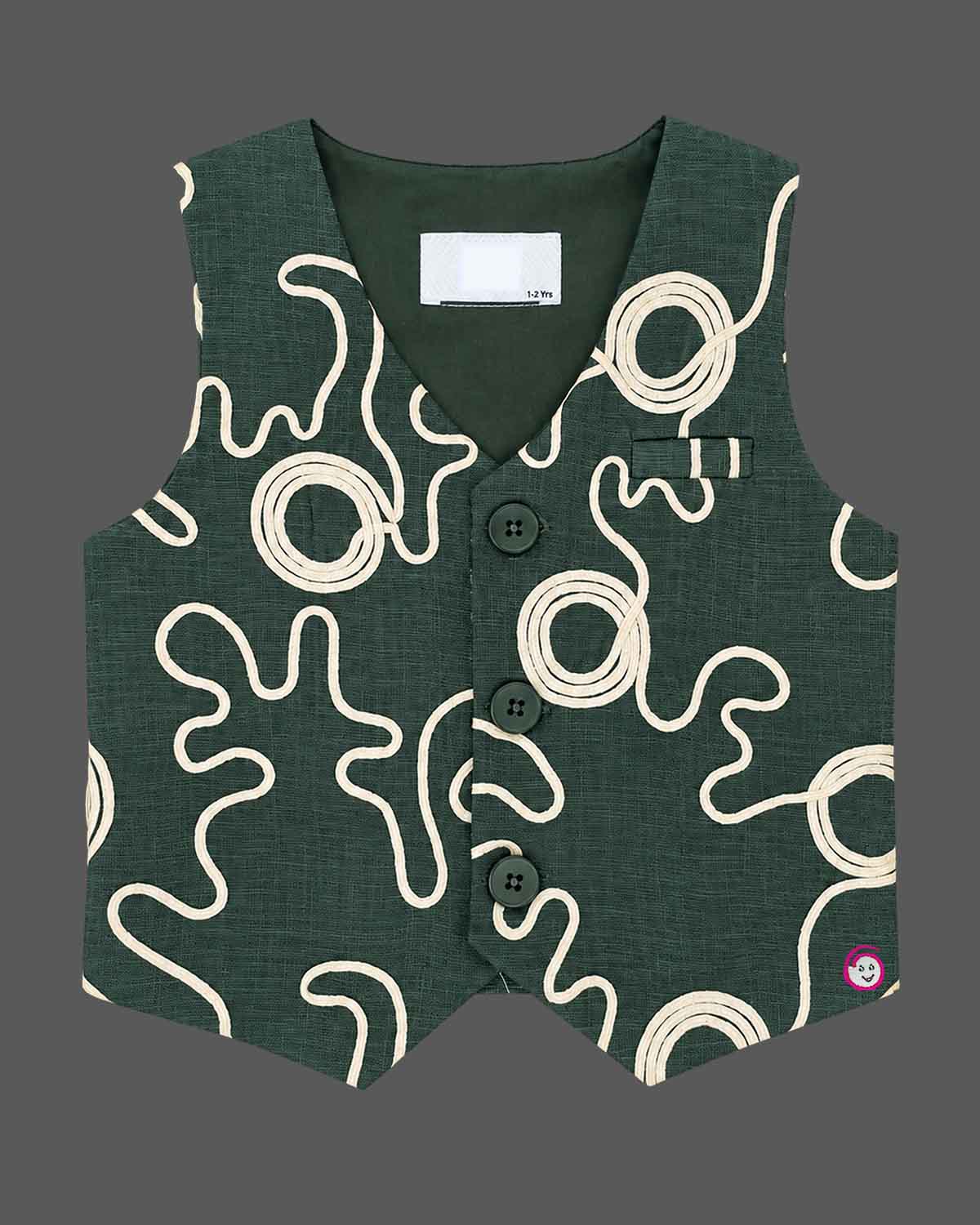 Toddler embroidered waistcoat set with bowtie and pleated pant