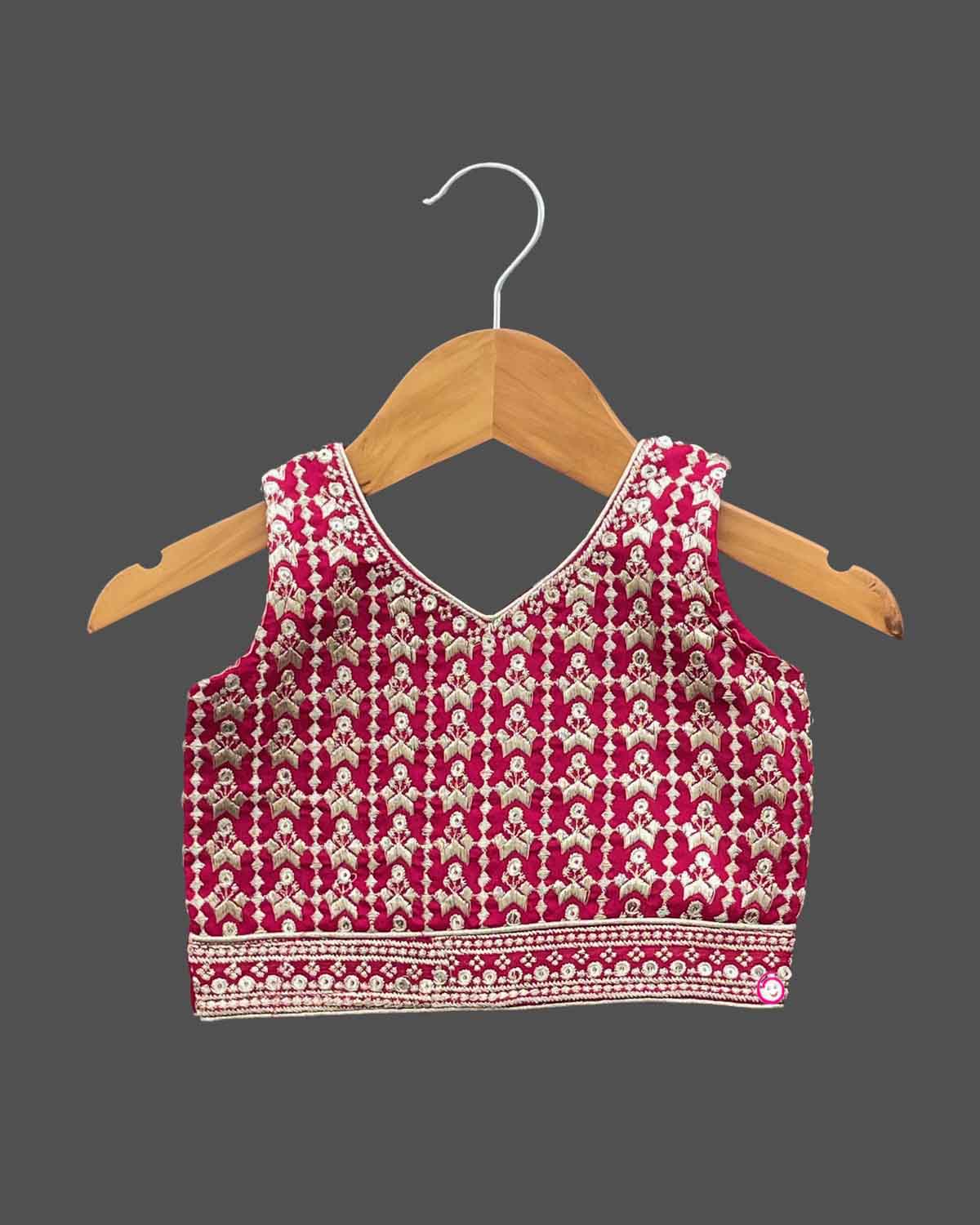 Girls printed with sequin ethnic choli - Magenta