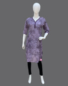 Women Over All Floral Printed Kurti With Zip - Lavender