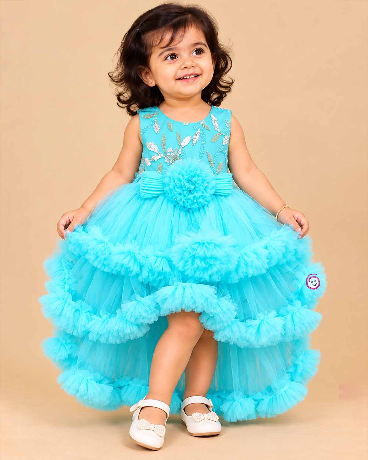 girlish gown infants frock party wear dress for children trail frock