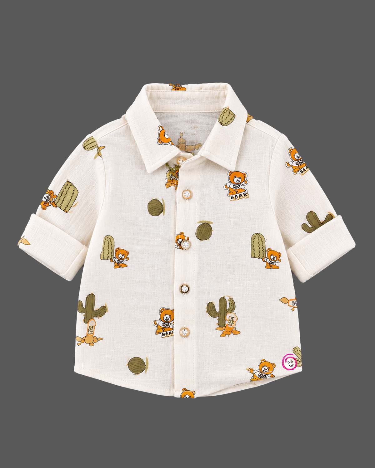 Toddler wearing a western wear for boys set consisting of a button-down shirt and utility cargo pant.