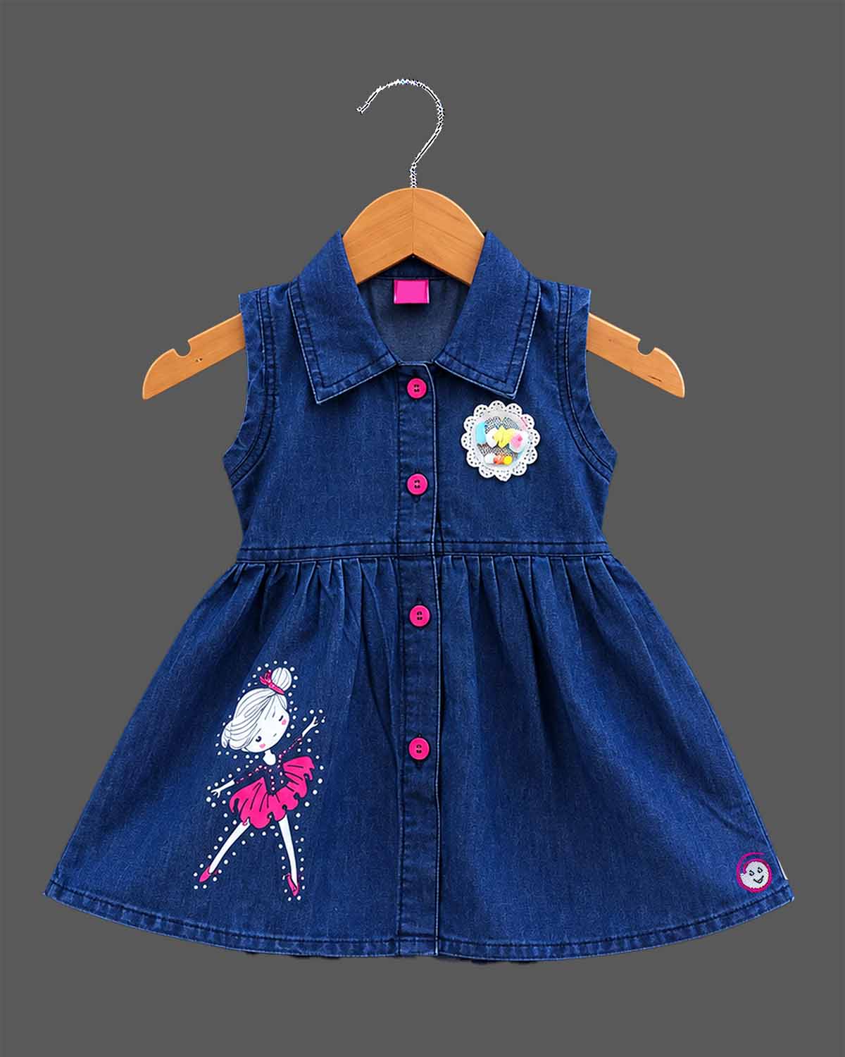 girls casual frock cotton denim sleeveless dress