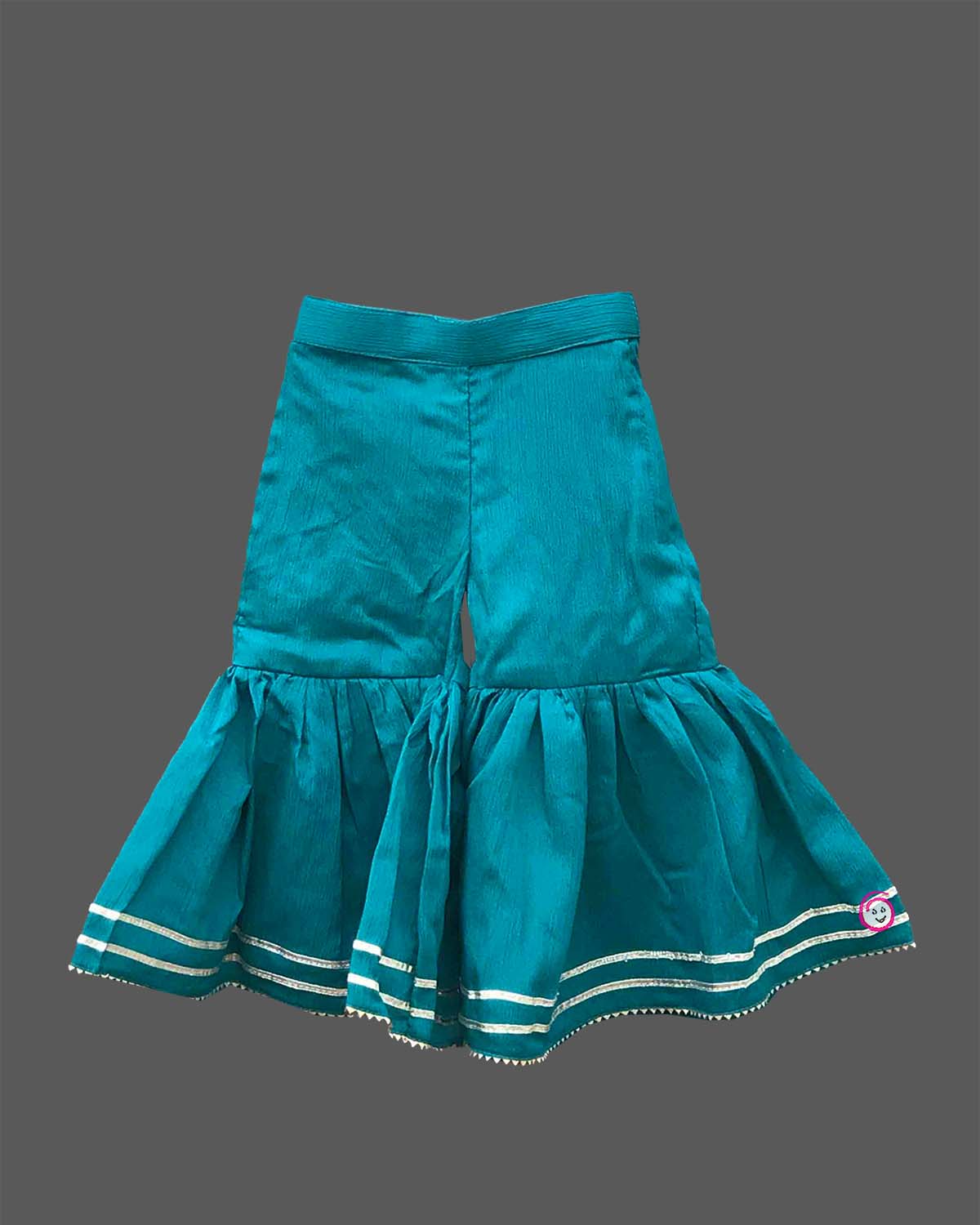 Baby girl ethnic embroidered silk sharara top flared pants dupatta set for kids traditional festive wear