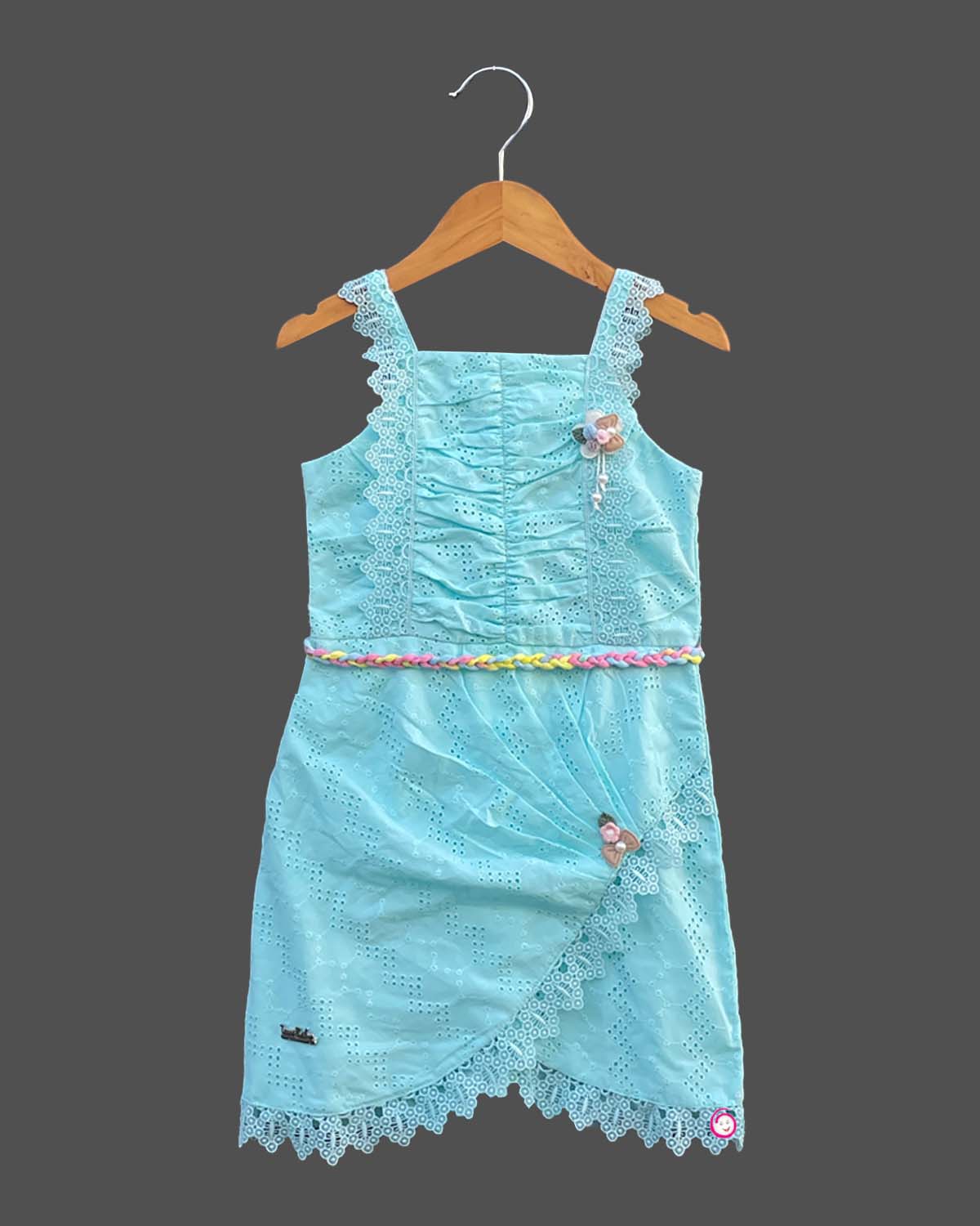 Girls sleeveless western midi - Sky Blue
