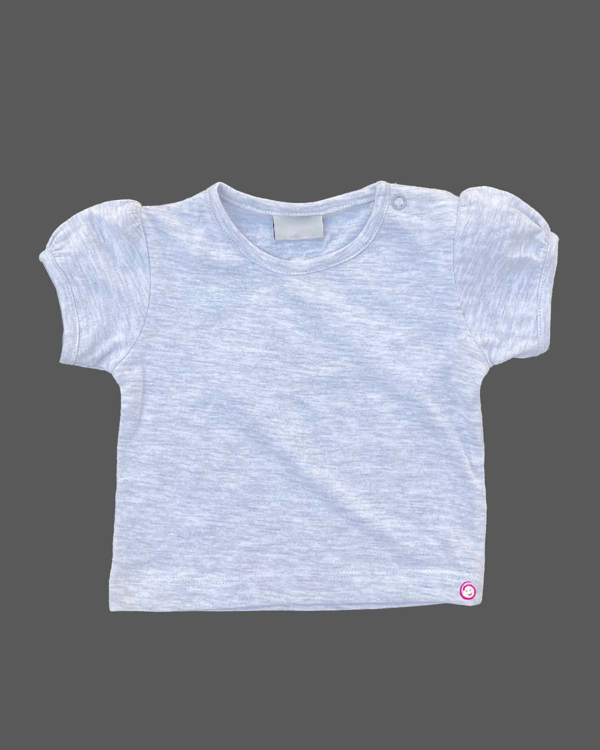 Girls puff sleeve printed pinafore with t shirt - Baby Pink