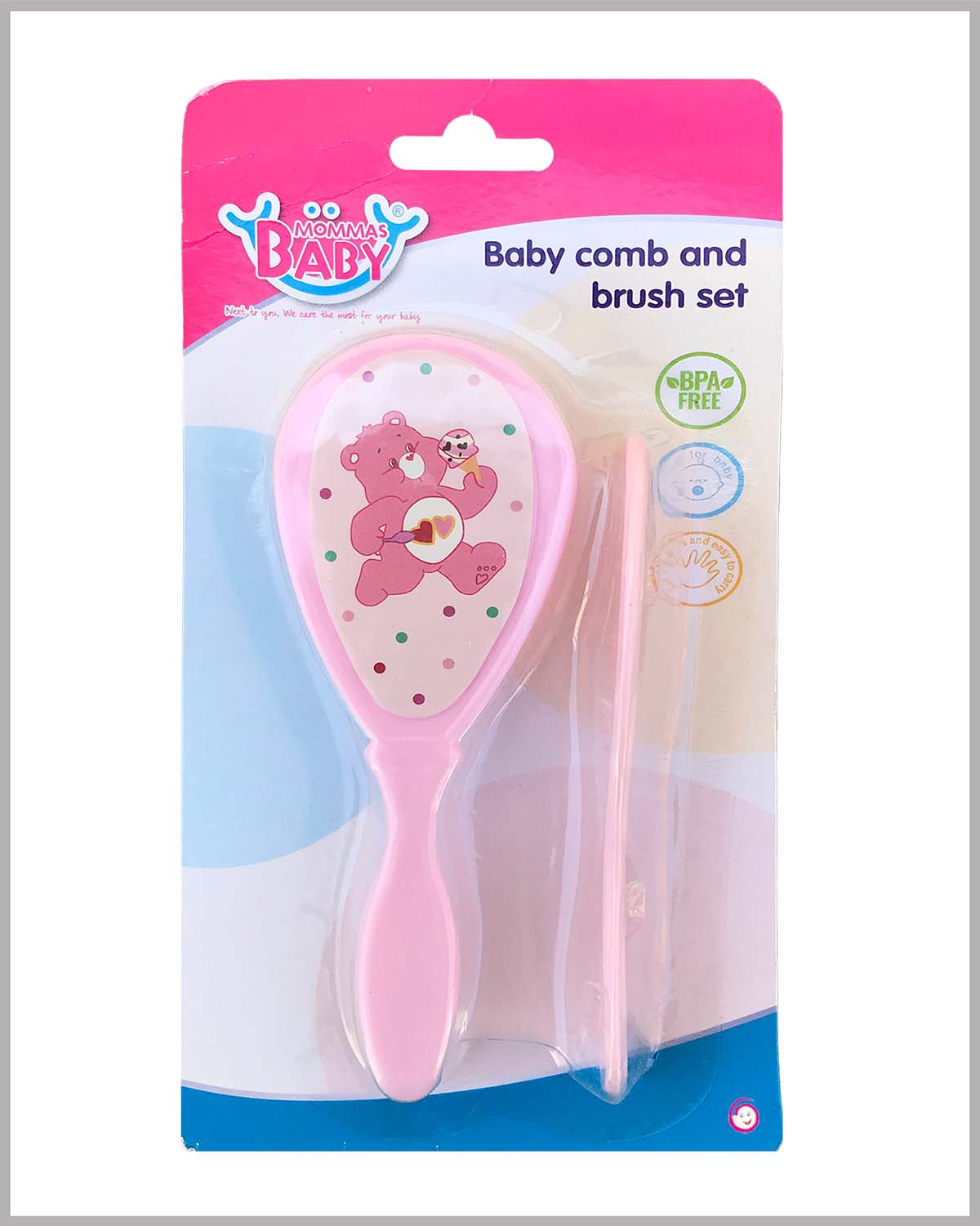 Mommas Baby Brush & Comb Set - Baby Pink