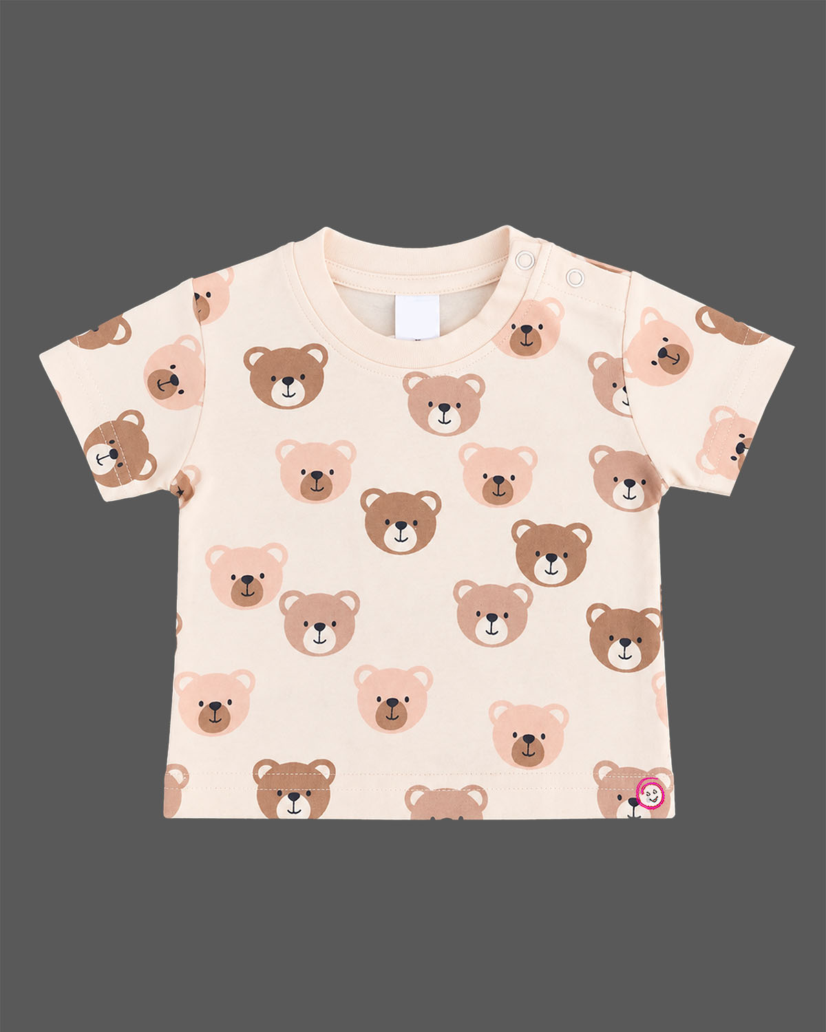 Toddler boys baby clothes set with teddy print t-shirt and navy blue dungaree shorts