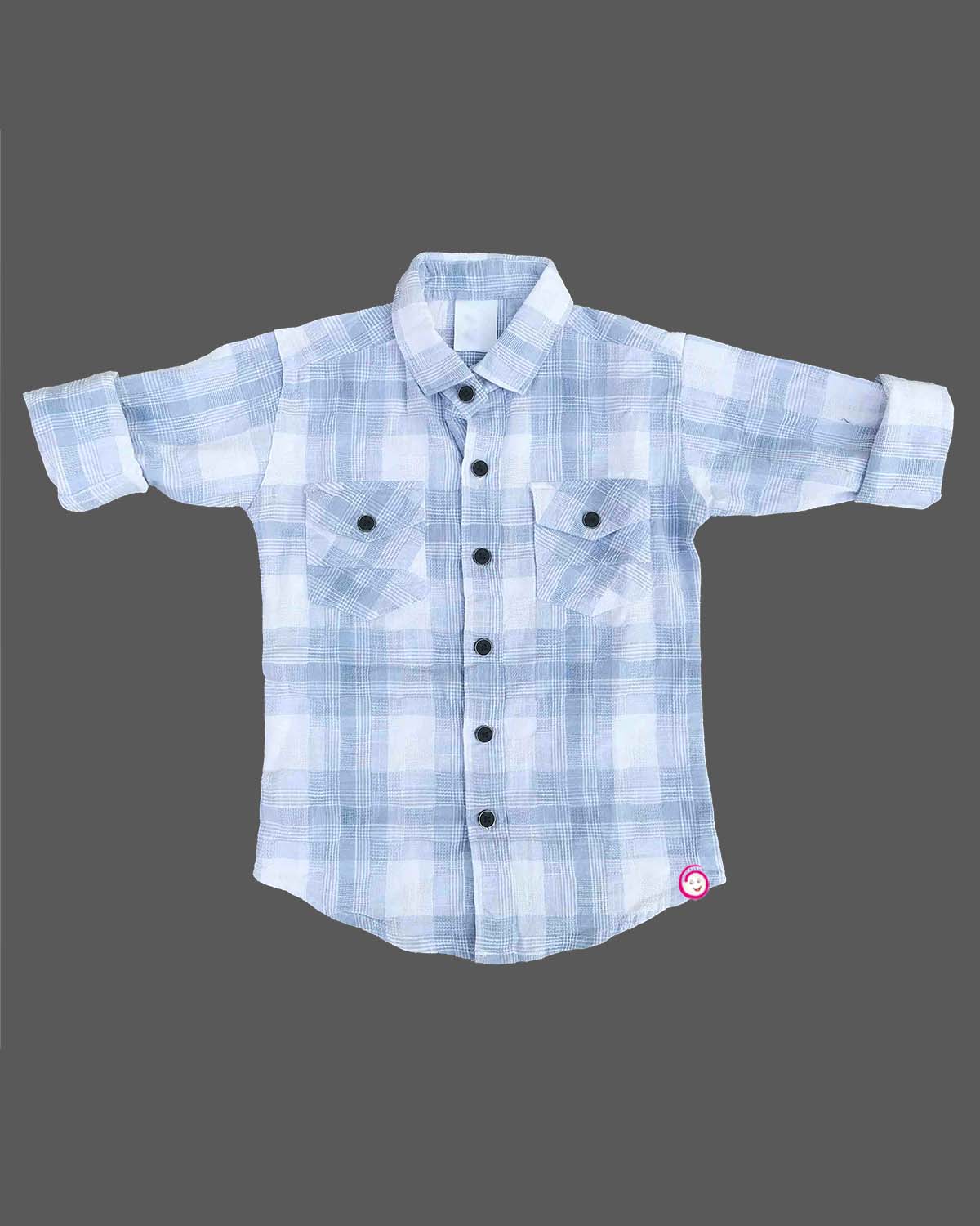 Boys checked full sleeve casual shirt - Sky Blue