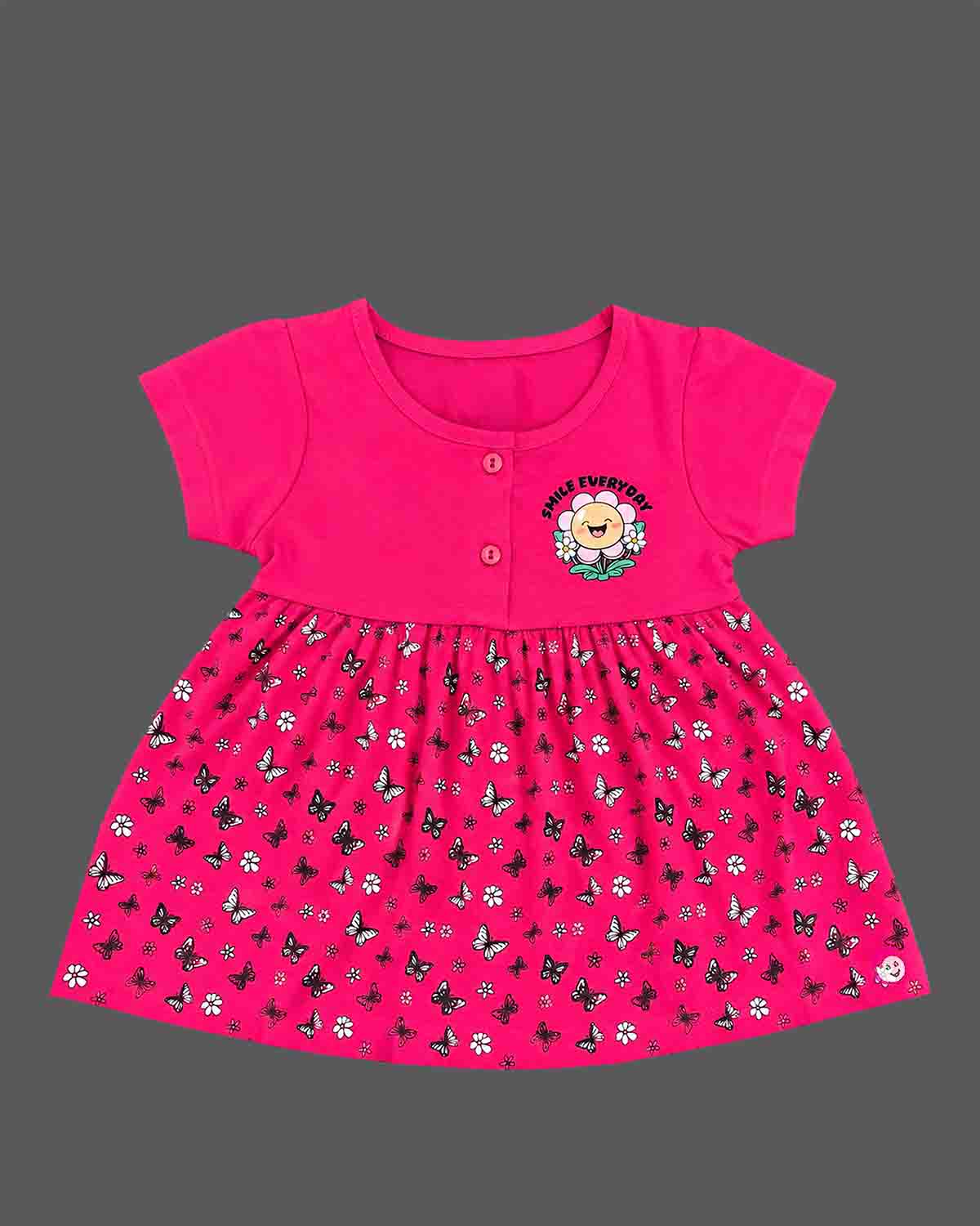 infants frock printed cotton dress for baby girl casual playdate