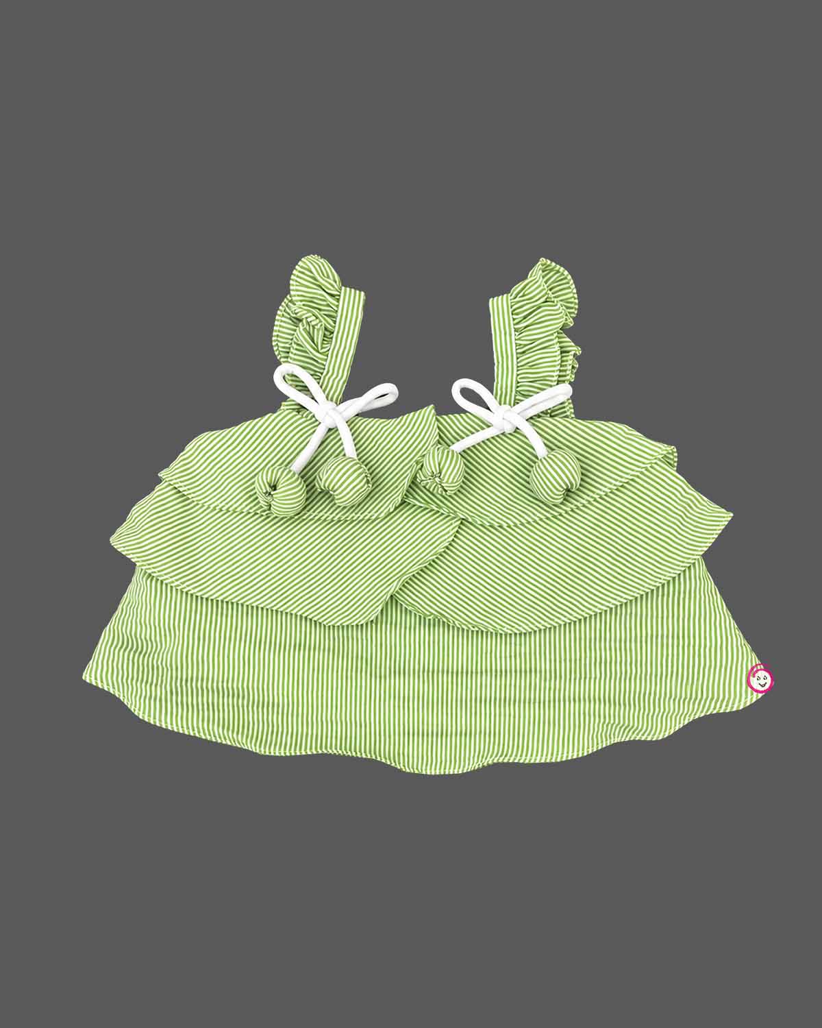Tiered striped top and denim skirt set as a baby party wear dress for toddlers