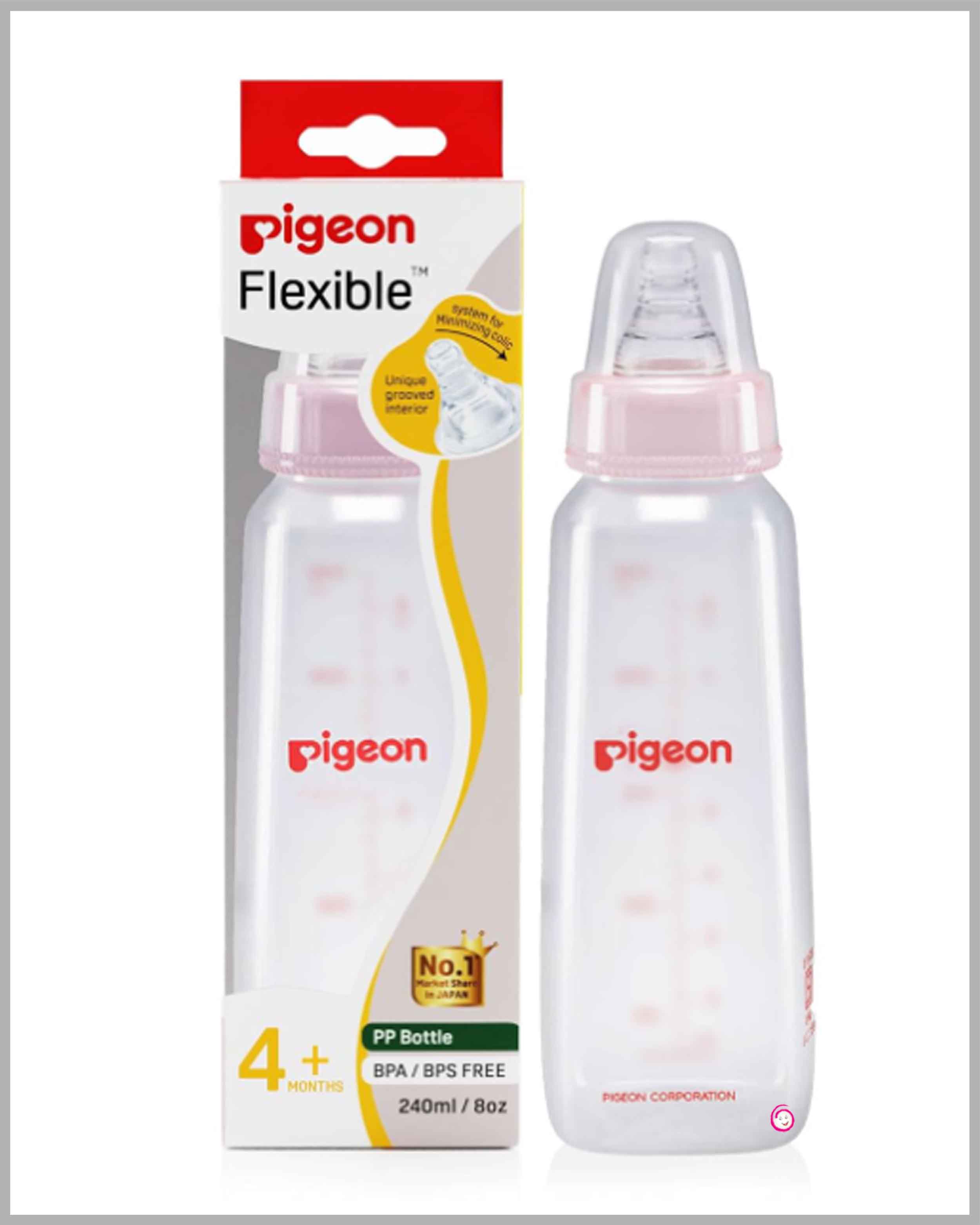 Pigeon Peristaltic Nursing Feeding Bottle - Pink, 240ml