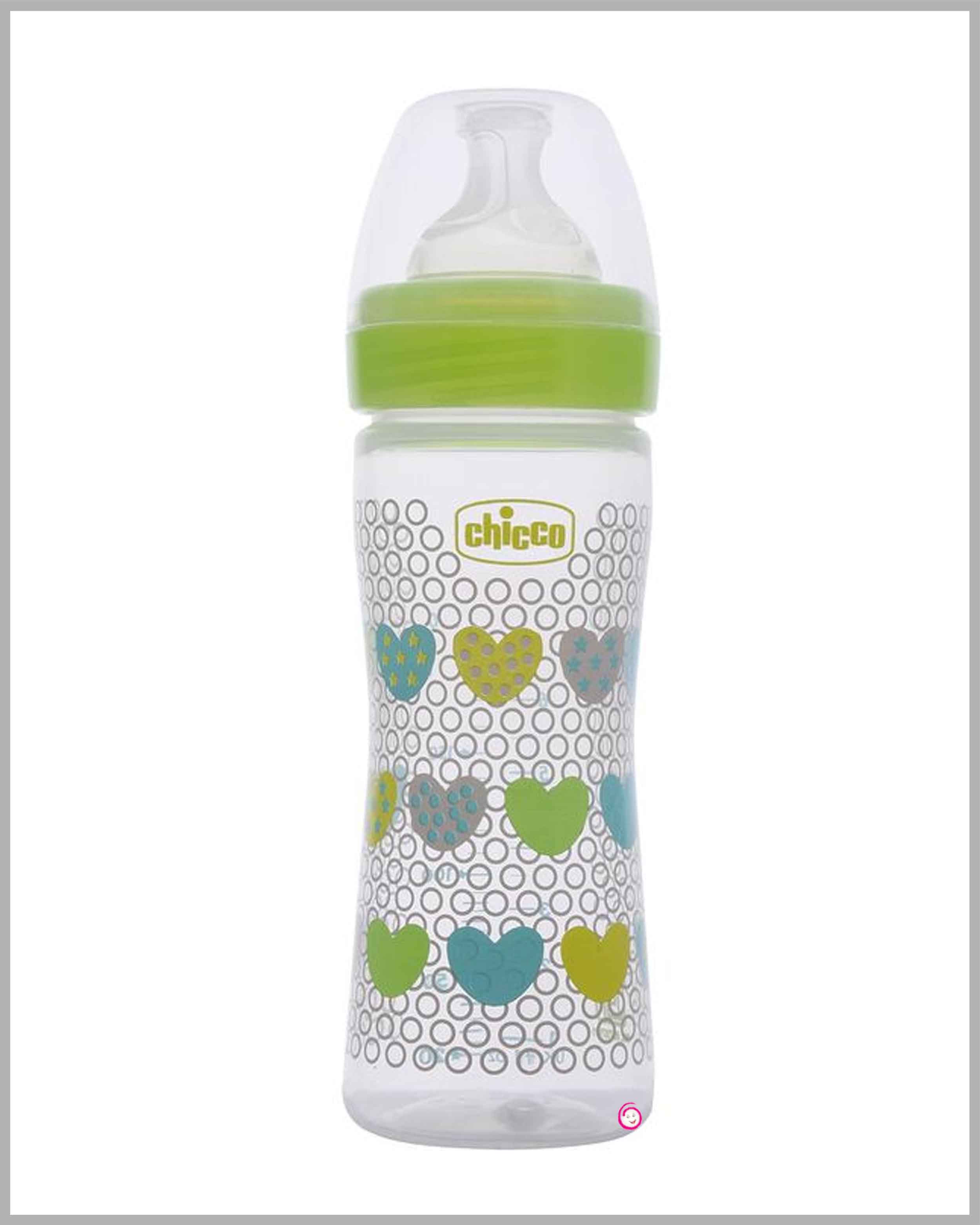 Chicco well-being feeding bottle (2M+) 250ml - Green