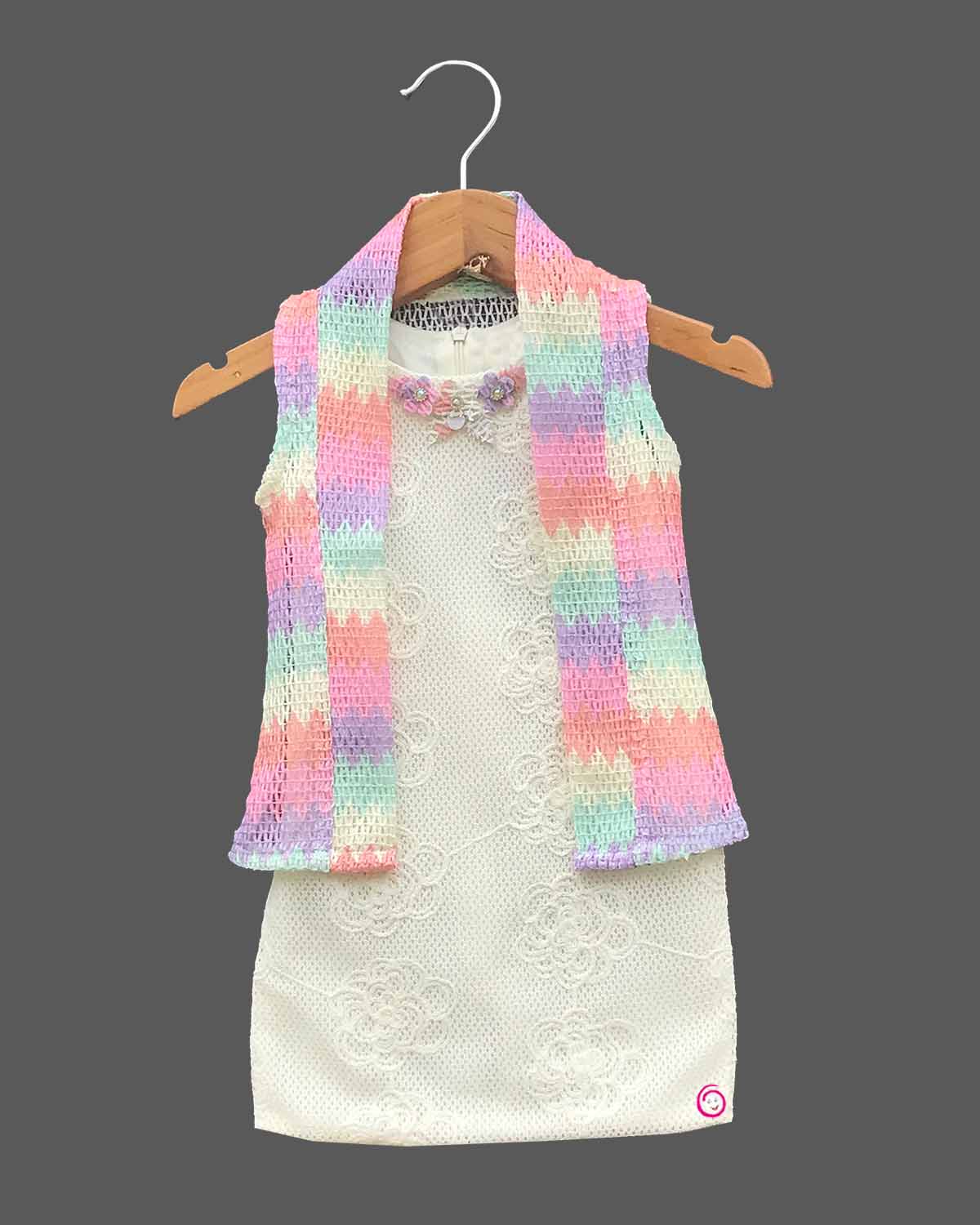 Girls western stylish midi with overcoat - Cream