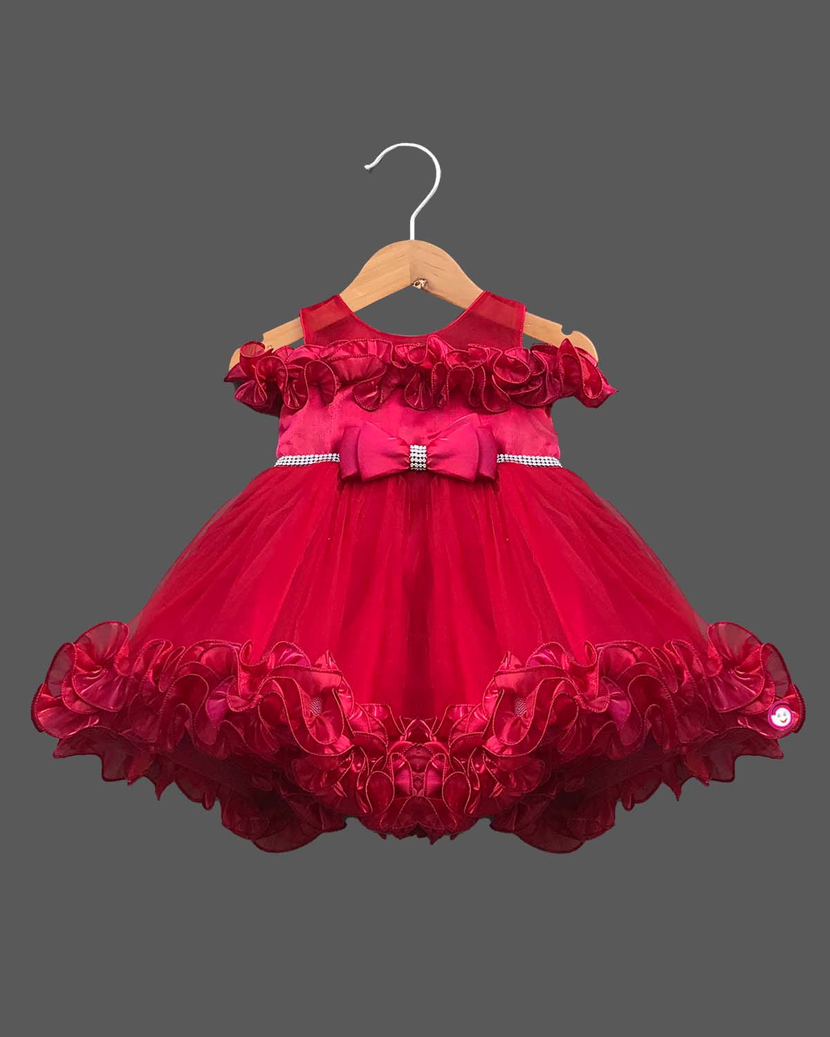 Girls elegant design party frock - Magenta