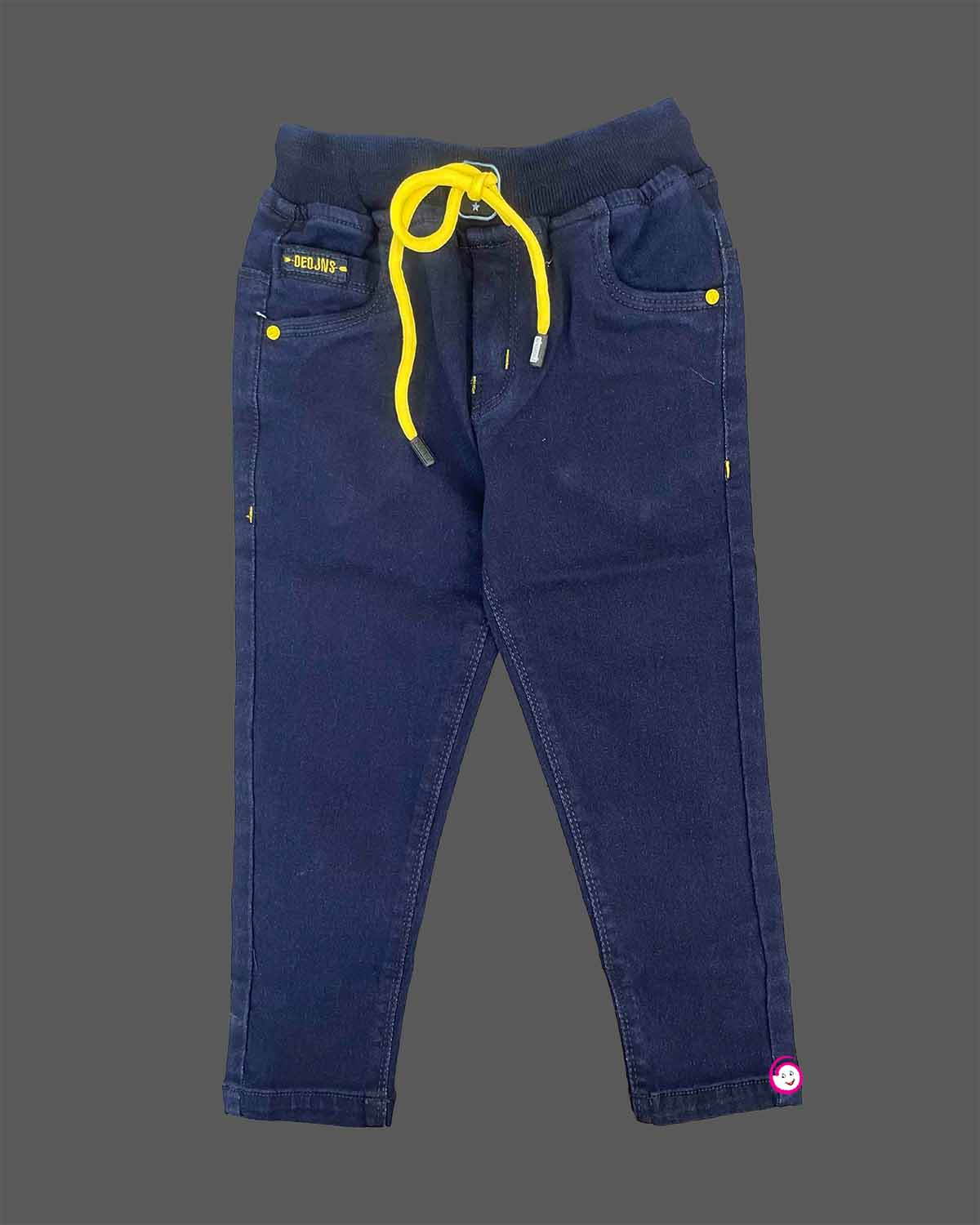 Stretch denim trousers for kids with drawstring waist and functional pockets party wear for boys