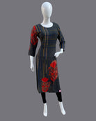 Maternity overall printed 3/4 sleeve top with zip - Dark Grey