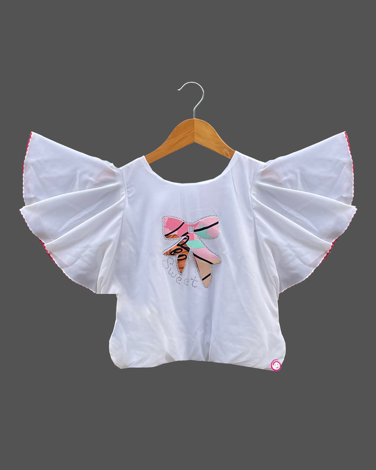 Girls butterfly sleeve top and skirt - Pink