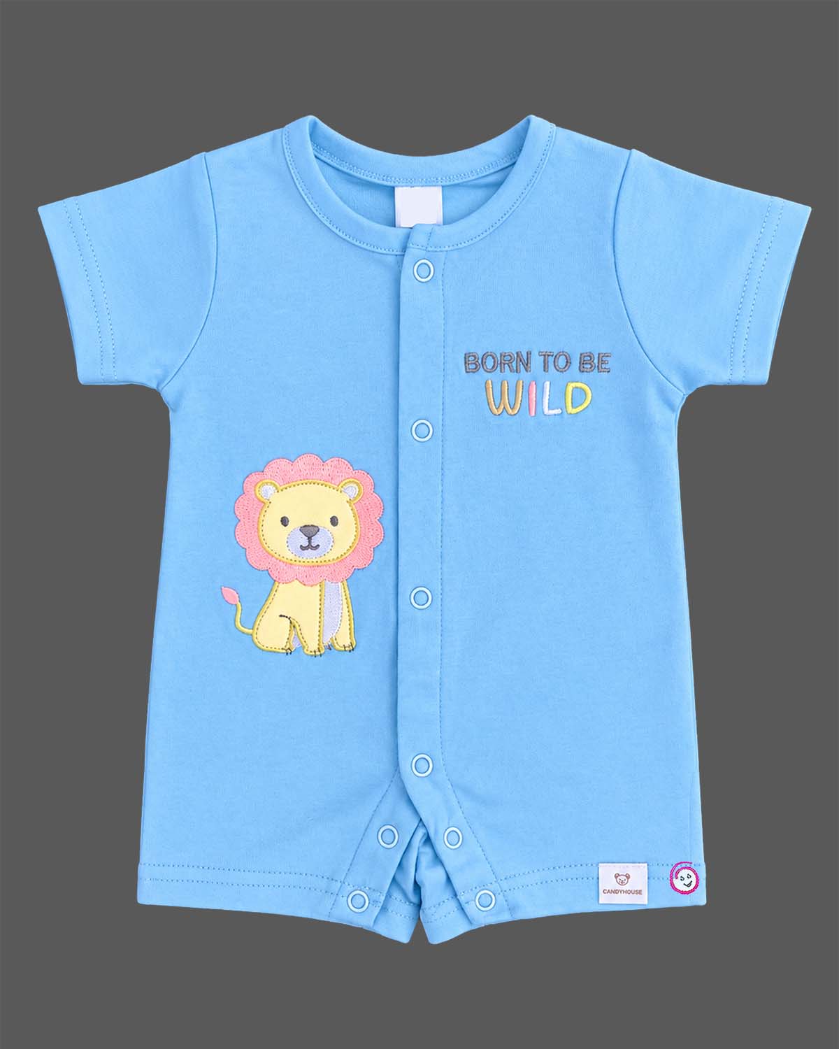 baby clothes lion applique cotton short sleeve romper jumpsuit for infants