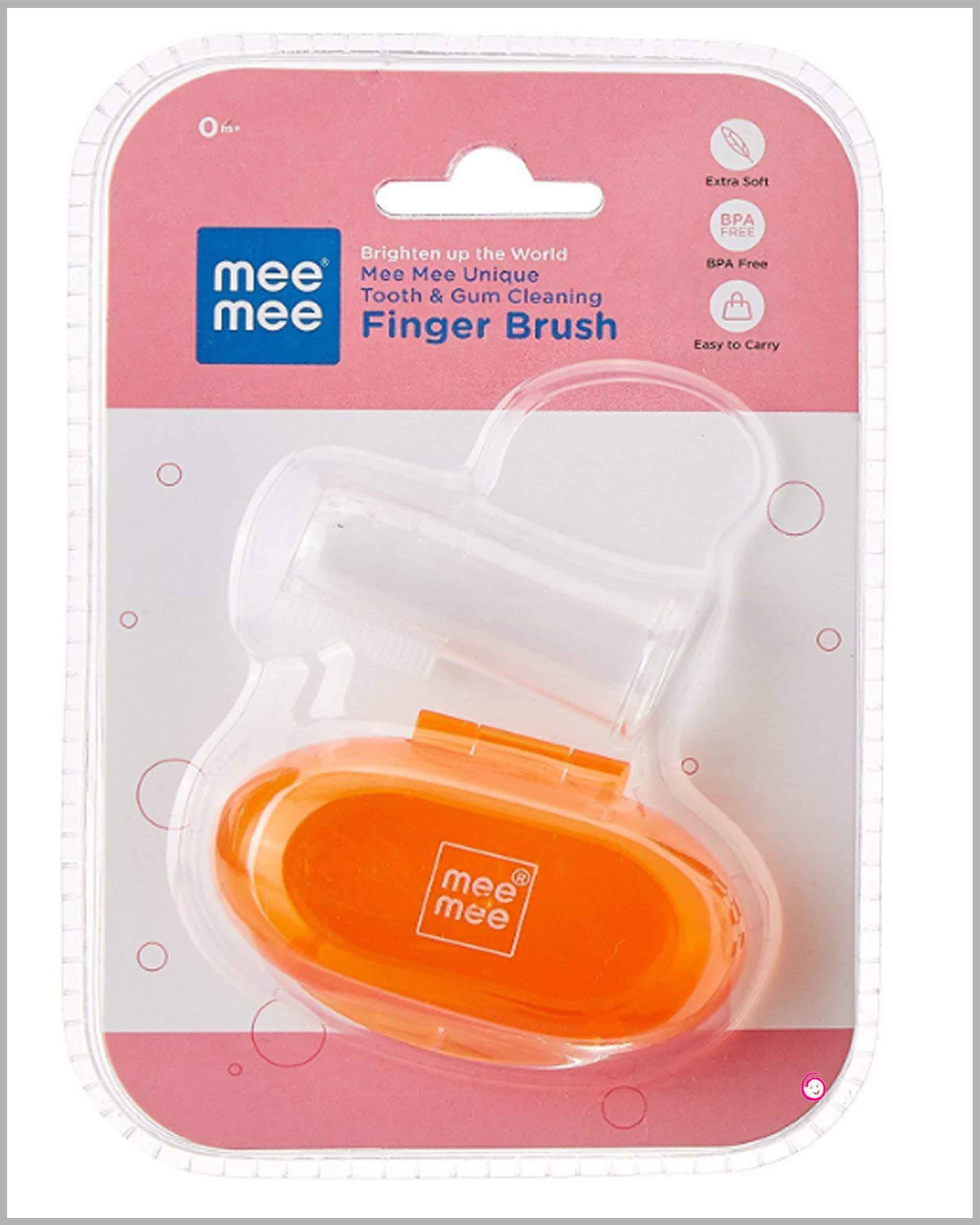 Mee Mee Finger Brush With Cover - Orange