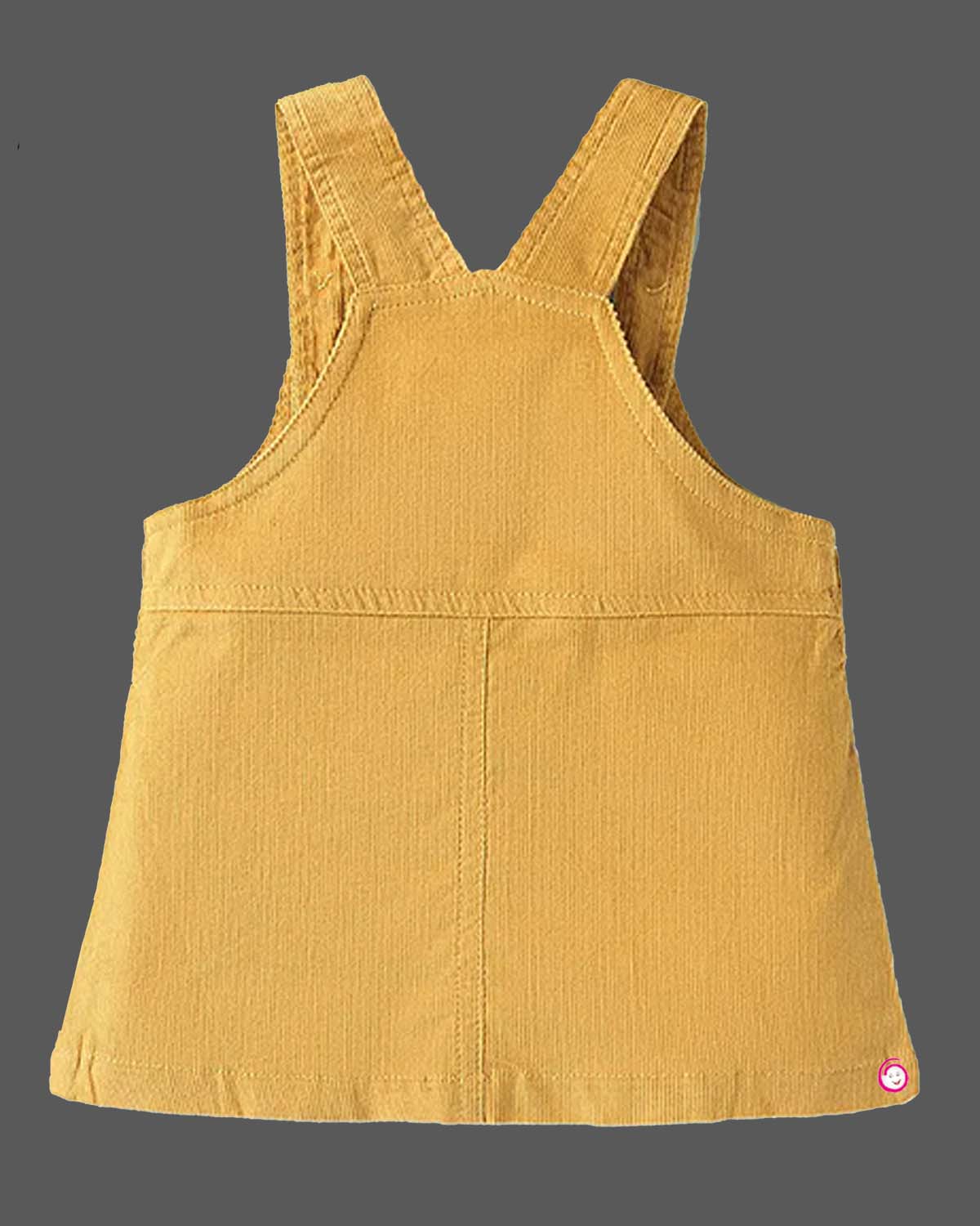 Girls animal embroidered dress with half puff sleeve tee shirt - Mustard