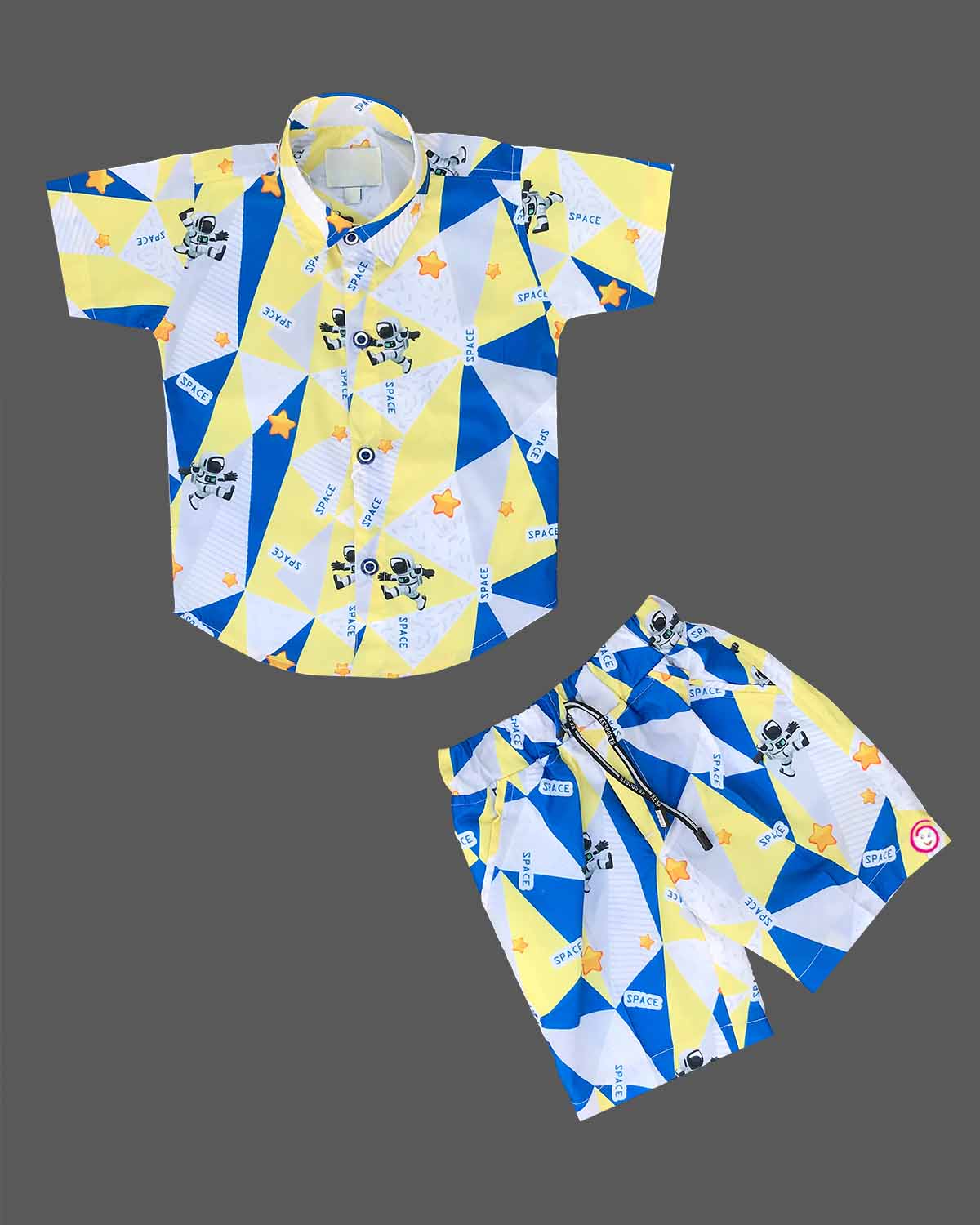 Boys printed shirt with shorts - Light Yellow