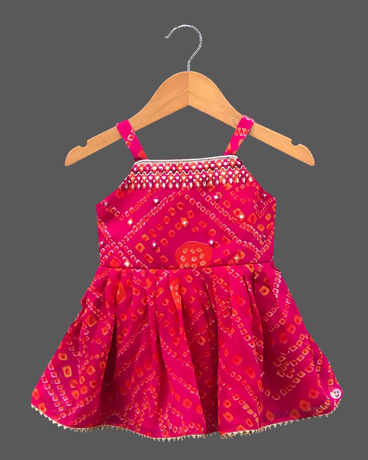Girl baby traditional bandhani printed kurti sleeveless top embroidered patiala salwar set