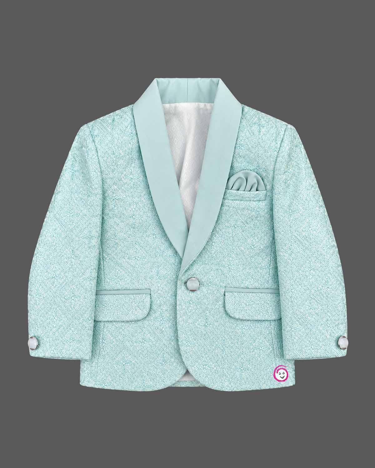 Textured blazer set with bowtie for boys, featuring party wear for boys design with soft lining.